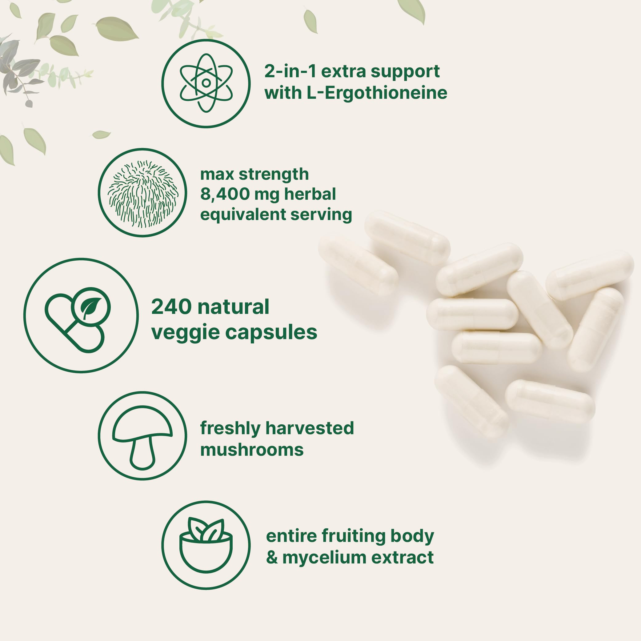Foto 4 pulgar | Suplemento Con Microingredientes Lions Mane, 8,400 Mg, 240 Cápsulas - Venta Internacional.
