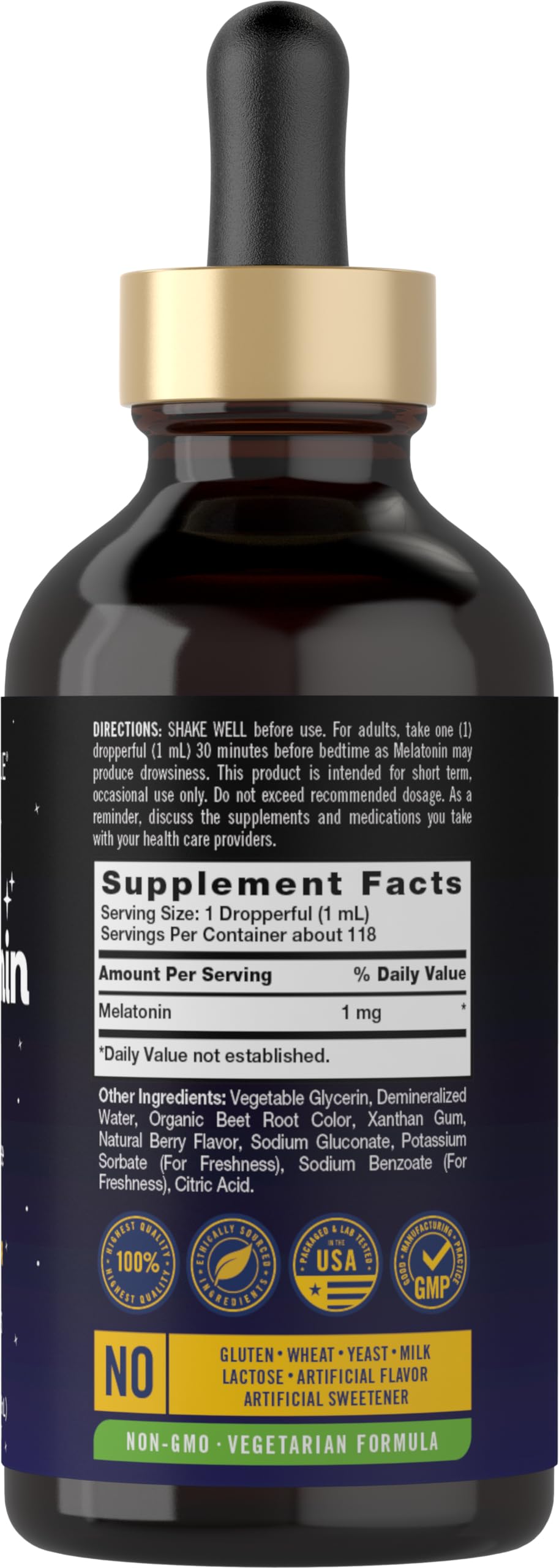 Foto 3 pulgar | Suplemento Líquido De Melatonina Carlyle, 1 Mg, 120 Ml, Bayas Naturales - Venta Internacional.