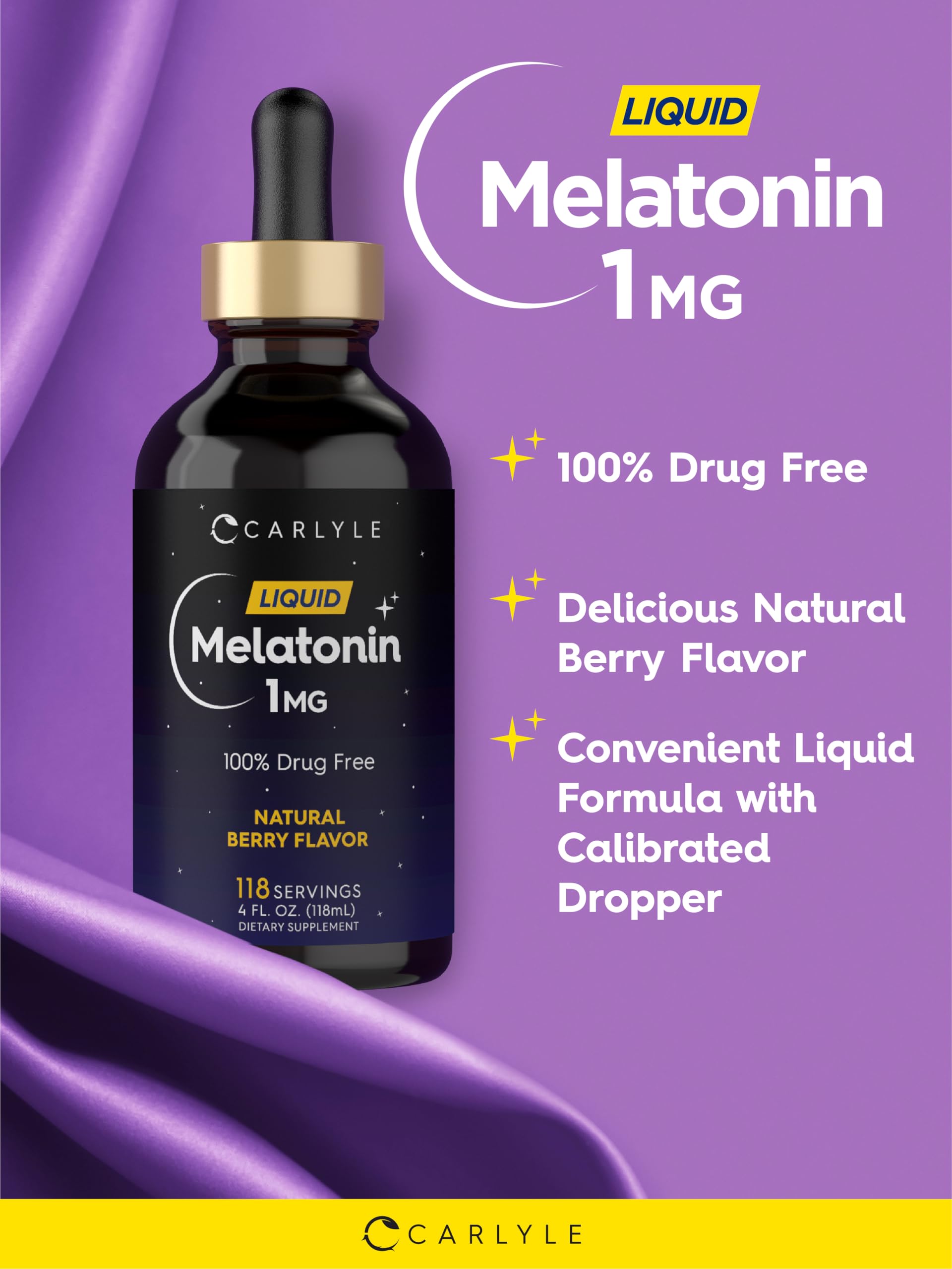 Foto 5 pulgar | Suplemento Líquido De Melatonina Carlyle, 1 Mg, 120 Ml, Bayas Naturales - Venta Internacional.