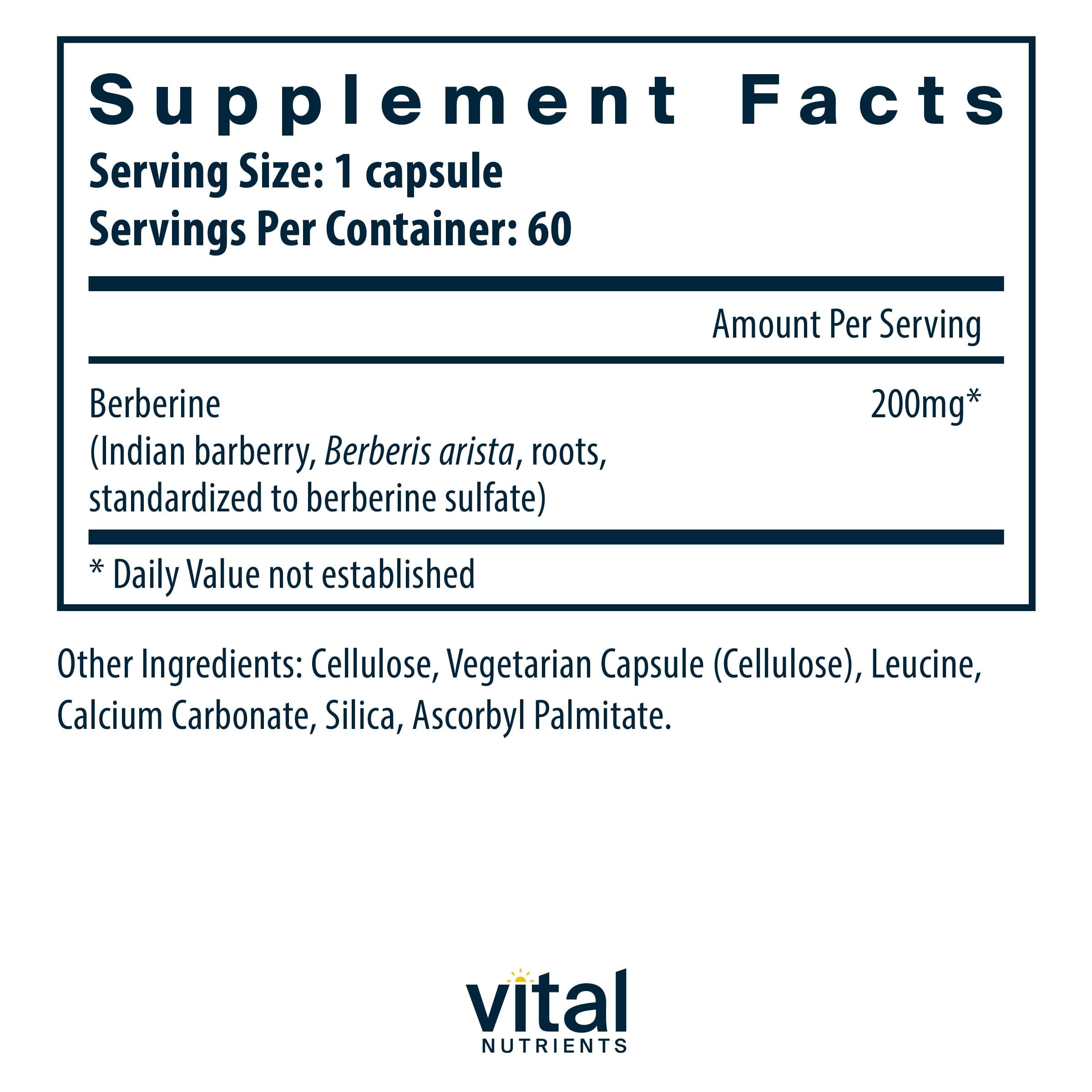 Foto 3 pulgar | Suplemento Vital Nutrients Berberine 200 Mg 60 Cápsulas - Venta Internacional.