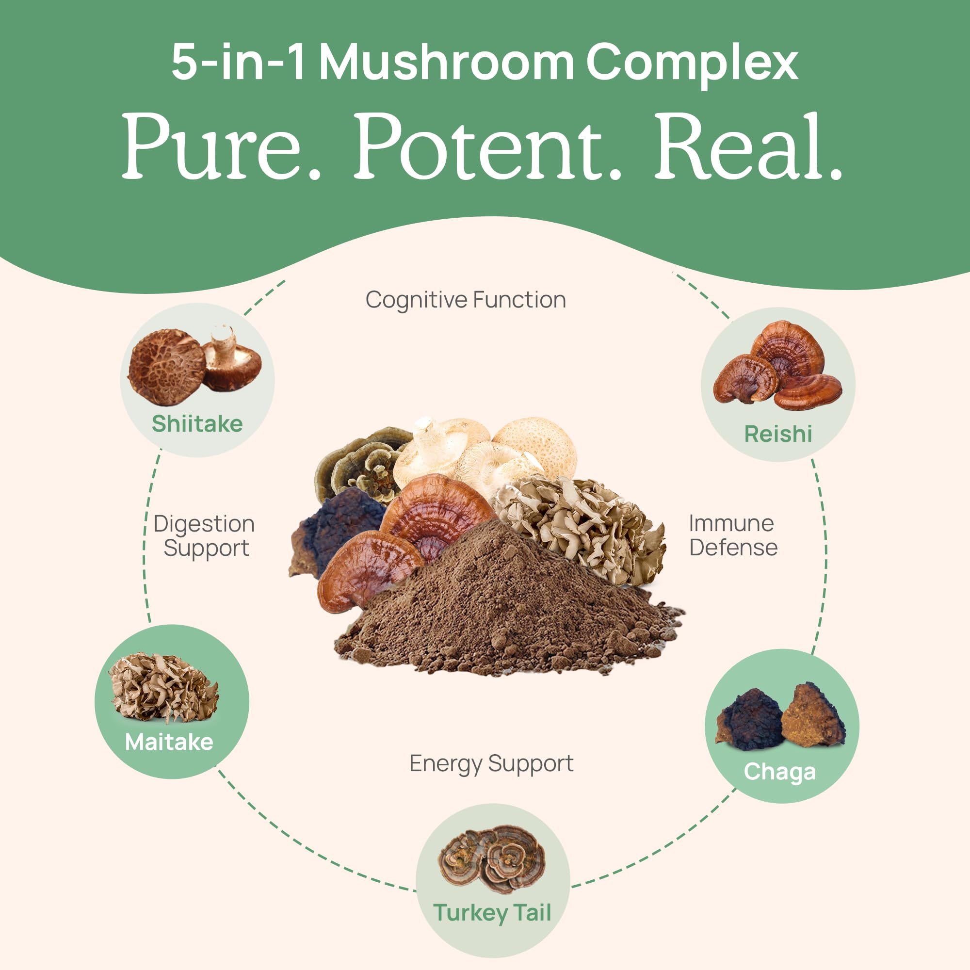 Foto 4 pulgar | Suplemento En Polvo Real Mushrooms 5 Defenders 100% Orgánico - Venta Internacional.