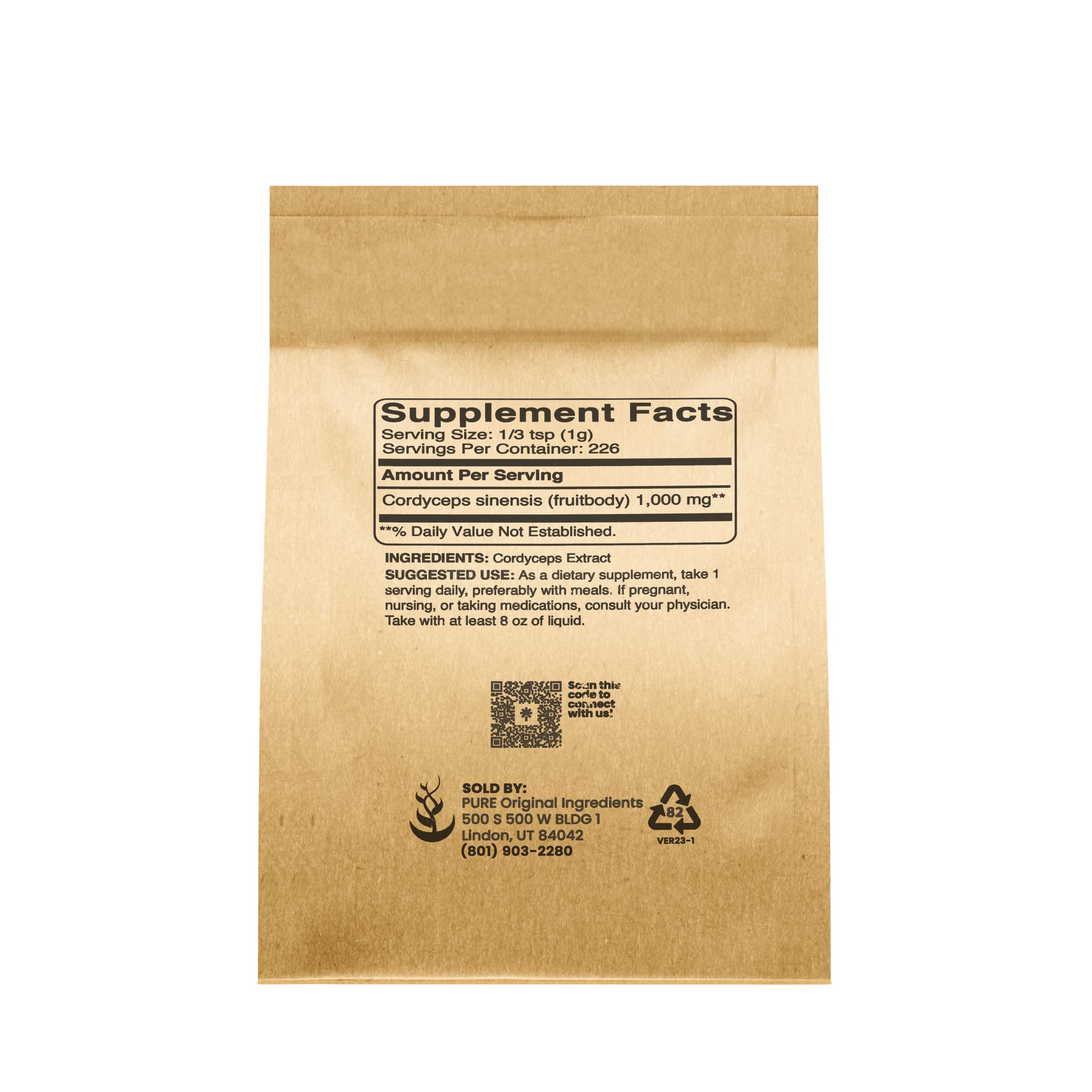 Foto 3 pulgar | Suplemento Herbal Pure Original Ingredients Cordyceps 240 Ml - Venta Internacional.