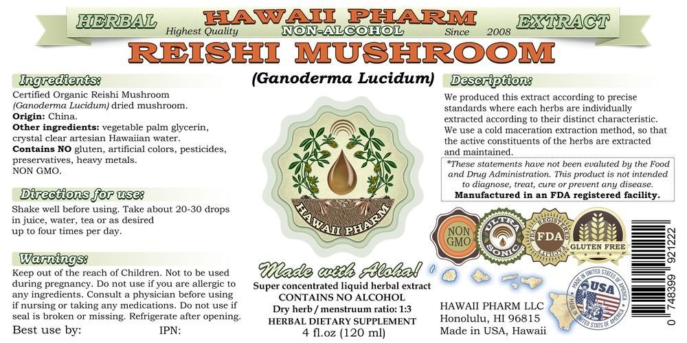 Foto 3 pulgar | Suplemento De Extracto Sin Alcohol De Reishi De Hawaii Pharm, 60 Ml - Venta Internacional.