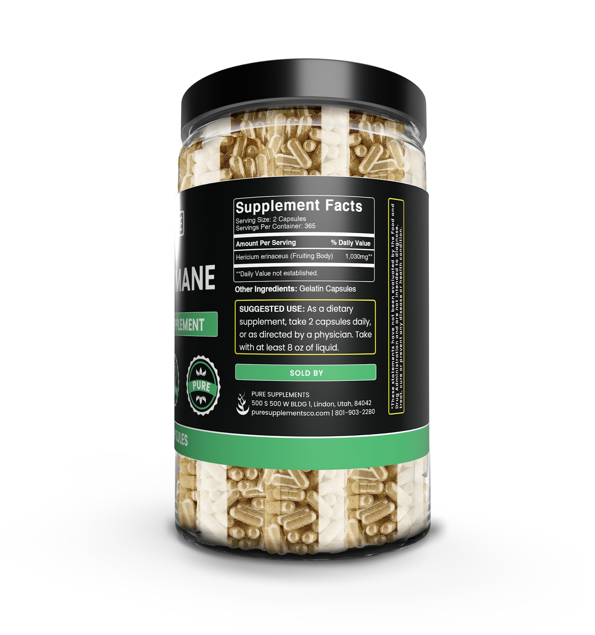 Foto 4 pulgar | Suplemento: Ingredientes Puros Y Originales Lion's Mane 730 Cápsulas - Venta Internacional.