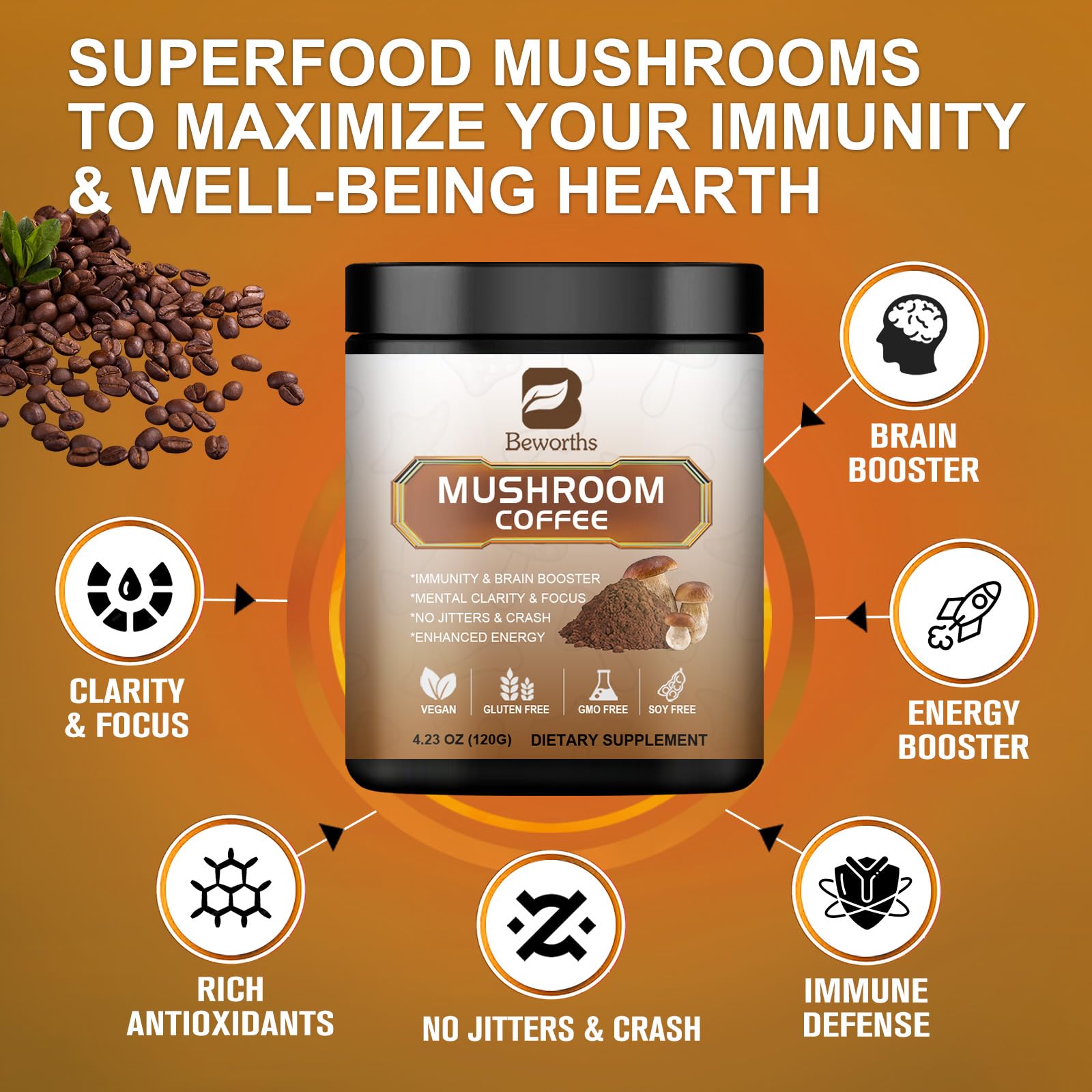 Foto 4 pulgar | Mushroom Coffee B Embellece A Lions Mane Reishi Chaga 10 En 1 - Venta Internacional.