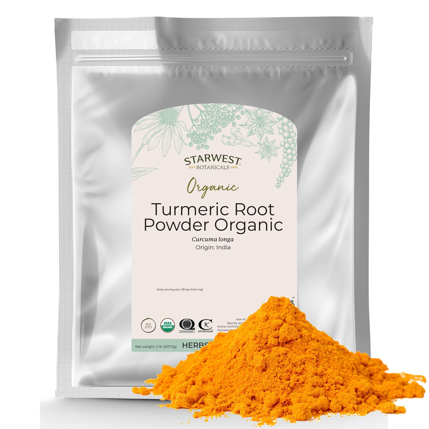 Raíz De Cúrcuma En Polvo Starwest Botanicals Organic 0,9 Kg - Venta Internacional.