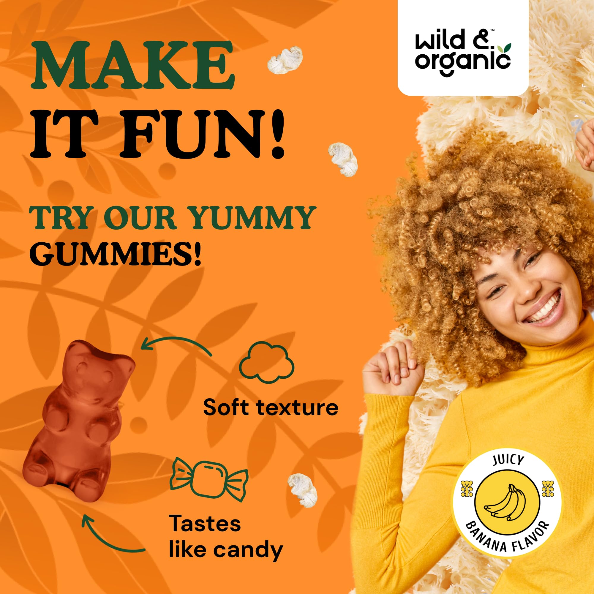 Foto 6 pulgar | Suplemento De Gomitas De Hongos Lions Mane Wild & Organic De 1000 Mg - Venta Internacional.