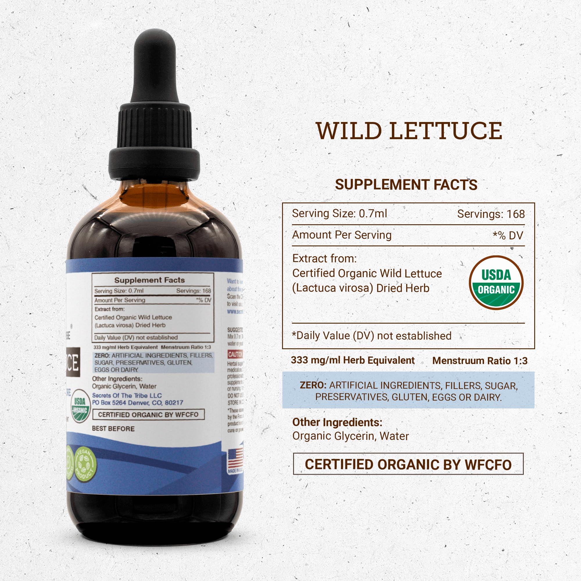 Foto 5 pulgar | Lechuga Silvestre Tincture Secrets Of The Tribe, 120 Ml, Sin Alcohol - Venta Internacional.