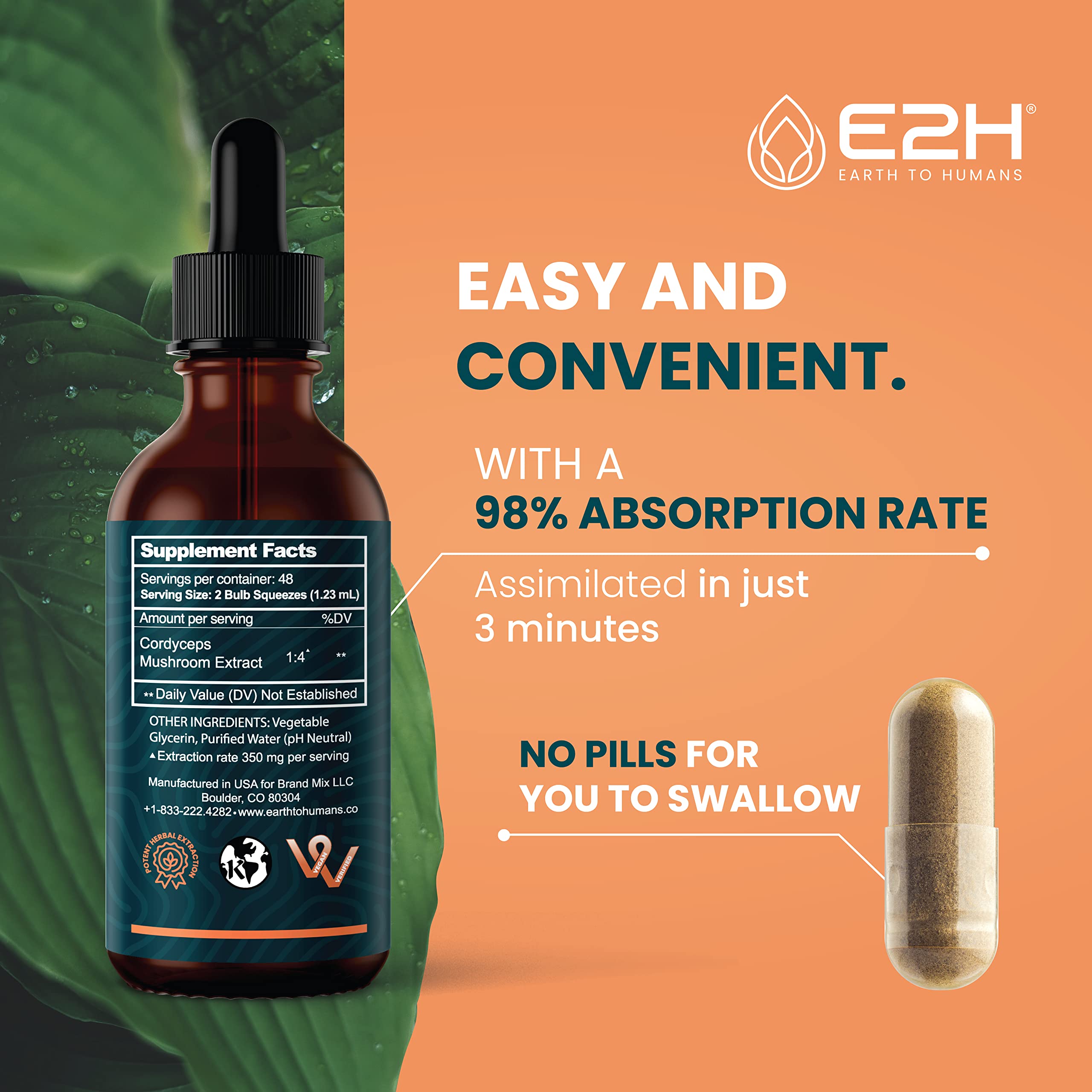 Foto 4 | Suplemento E2h Con Extracto De Hongo Cordyceps Para El Sistema Inmunológico - Venta Internacional.