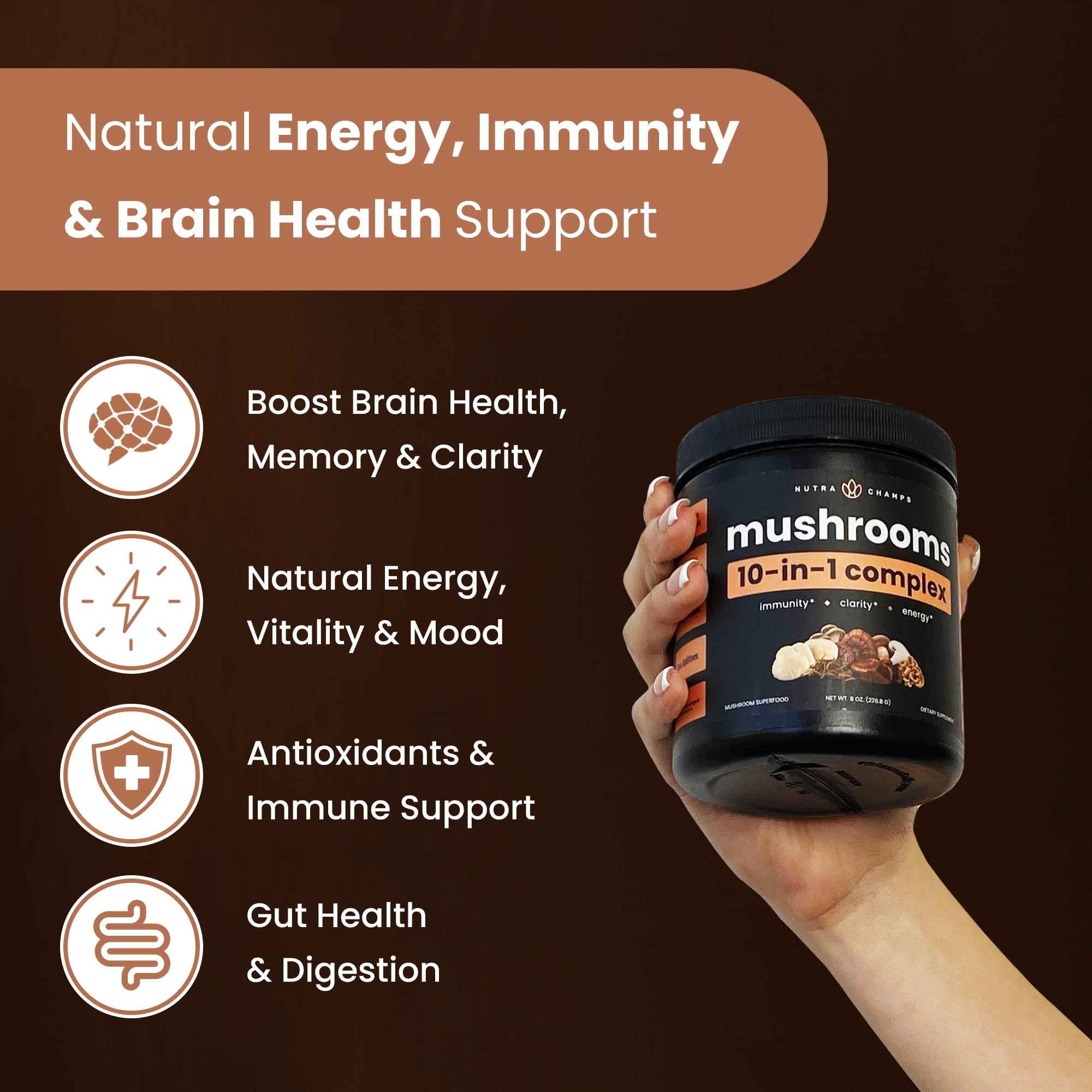 Foto 3 | Suplemento Nutrachamps Super Greens & Super Mushrooms - Venta Internacional.