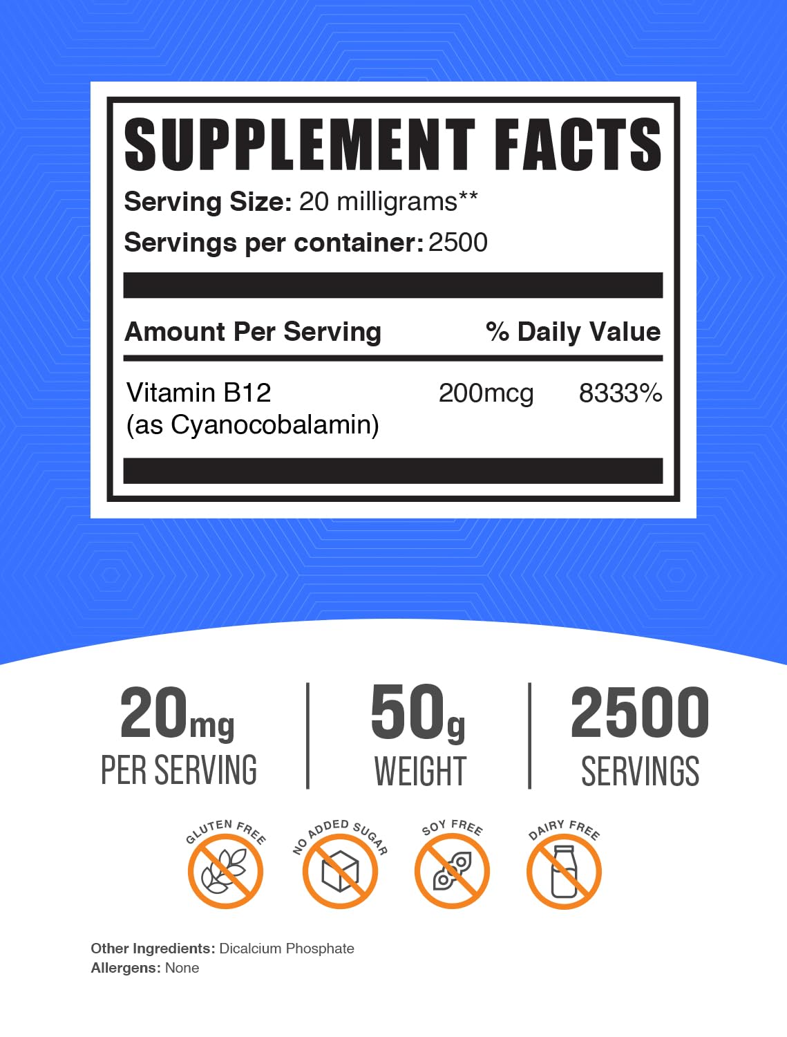 Foto 3 pulgar | Suplemento De Vitamina B12 Bulksupplements.com 50 G En Polvo - Venta Internacional.