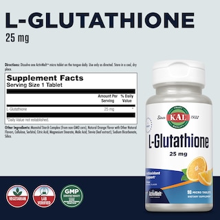 Foto 2 | Suplemento Kal, L-glutatión Reducido, Glutatión, 90 Comprimidos - Venta Internacional.