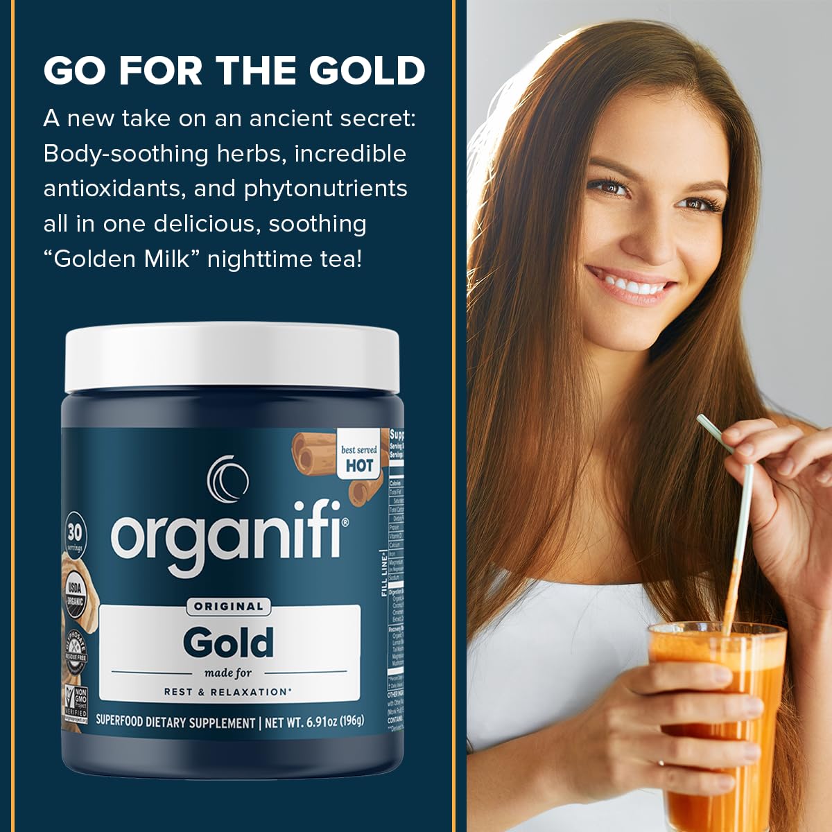 Foto 3 pulgar | Suplemento Organifi Gold Superfood De 30 Porciones Para Aliviar El Estrés - Venta Internacional.