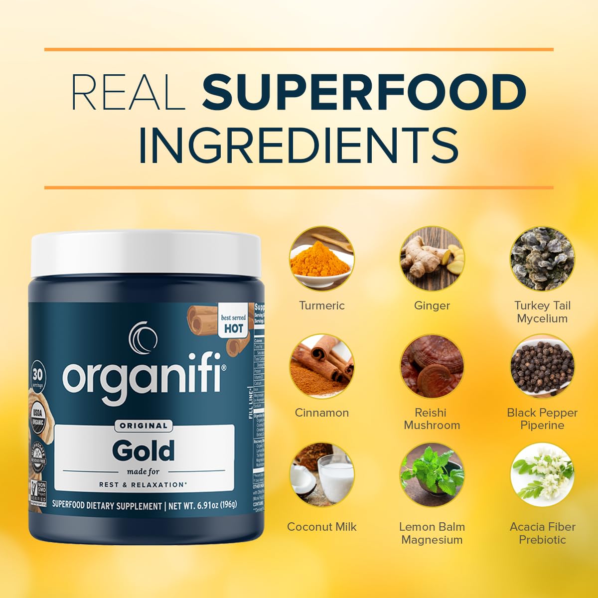 Foto 5 pulgar | Suplemento Organifi Gold Superfood De 30 Porciones Para Aliviar El Estrés - Venta Internacional.