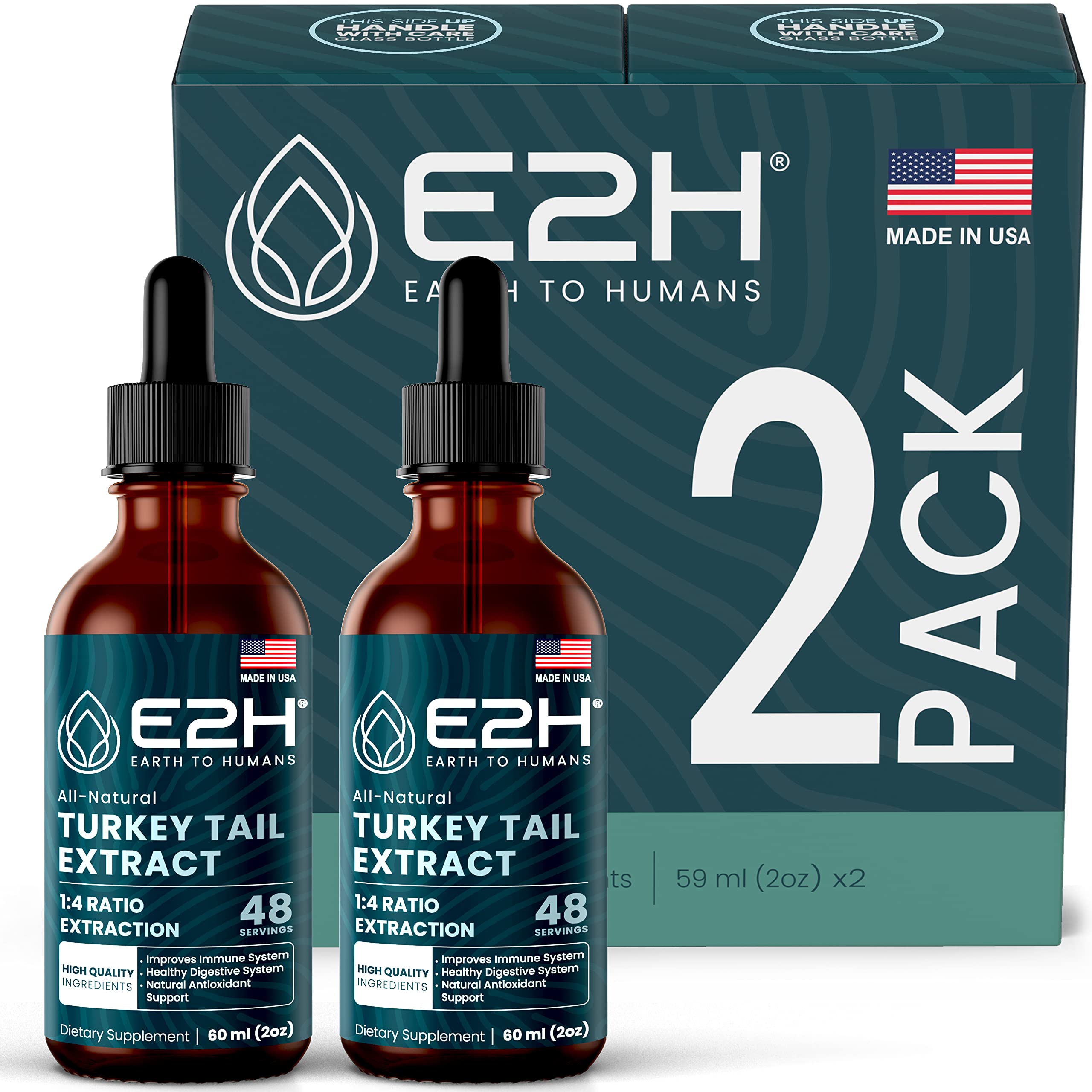Suplemento E2h De Extracto De Hongos De Cola De Pavo, 60 Ml (2 Botellas) - Venta Internacional.