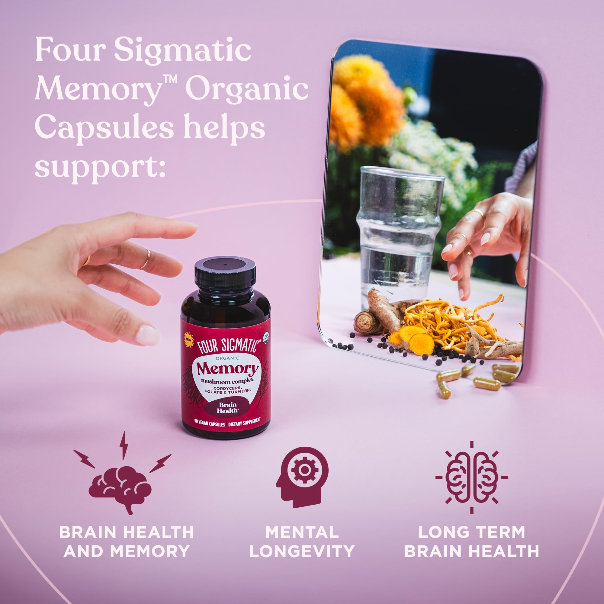 Foto 4 pulgar | Cápsulas De Memoria Four Sigmatic Reducen La Confusión Mental, 30 Porciones - Venta Internacional.