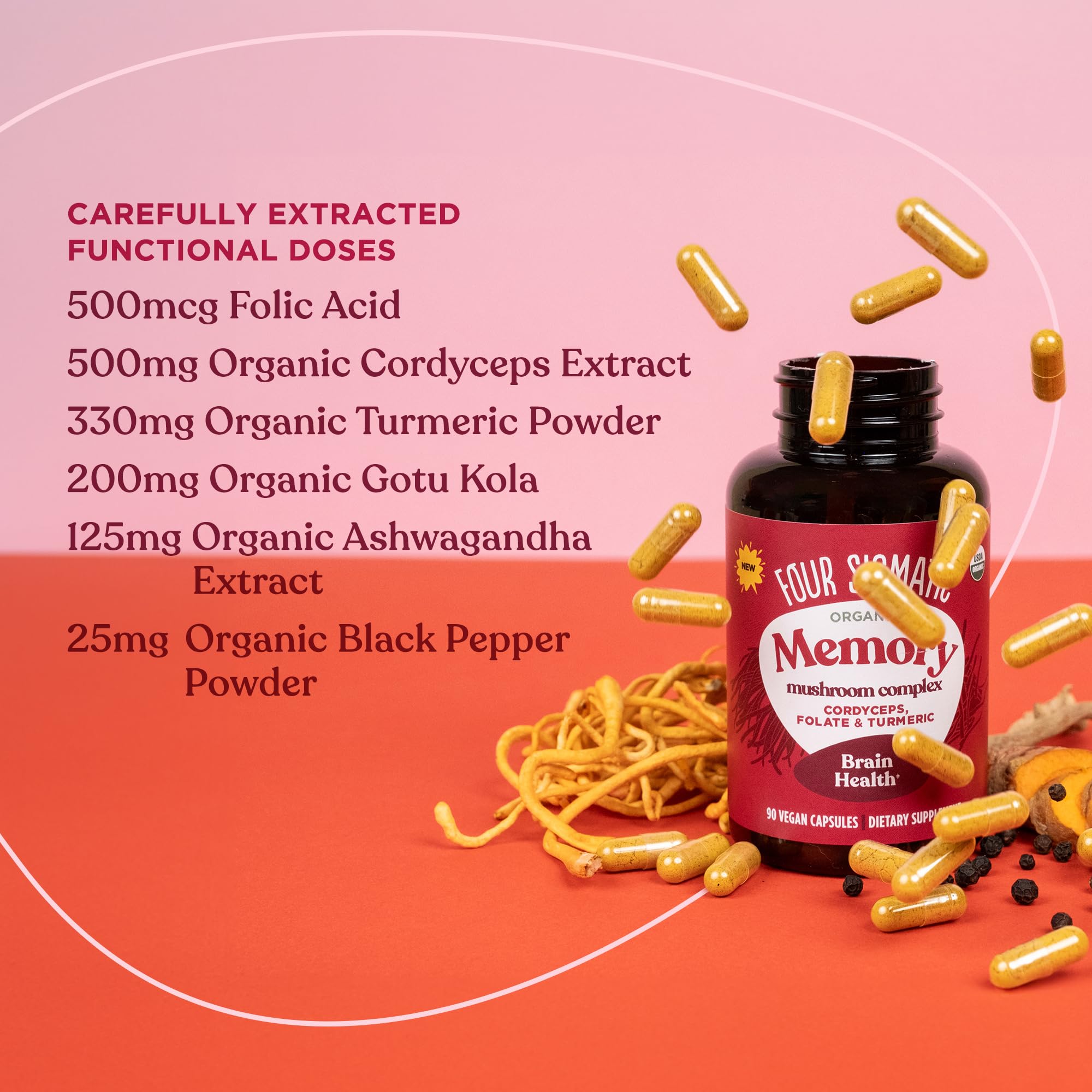 Foto 4 | Cápsulas De Memoria Four Sigmatic Reducen La Confusión Mental, 30 Porciones - Venta Internacional.