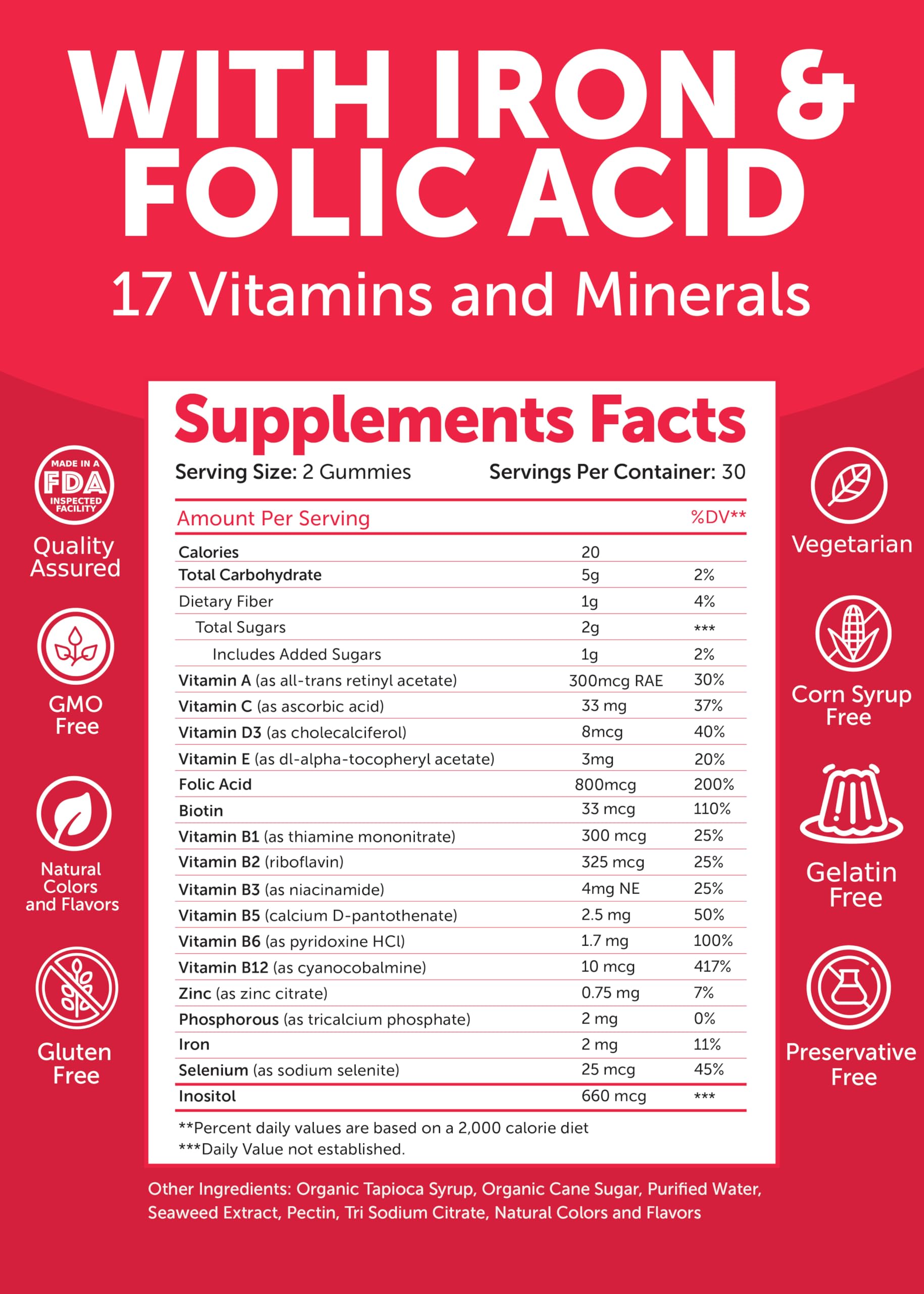 Foto 5 | Vitaminas Prenatales Lunakai Usa Fabricadas Con Hierro Y Ácido Fólico, 60 Unidades - Venta Internacional.