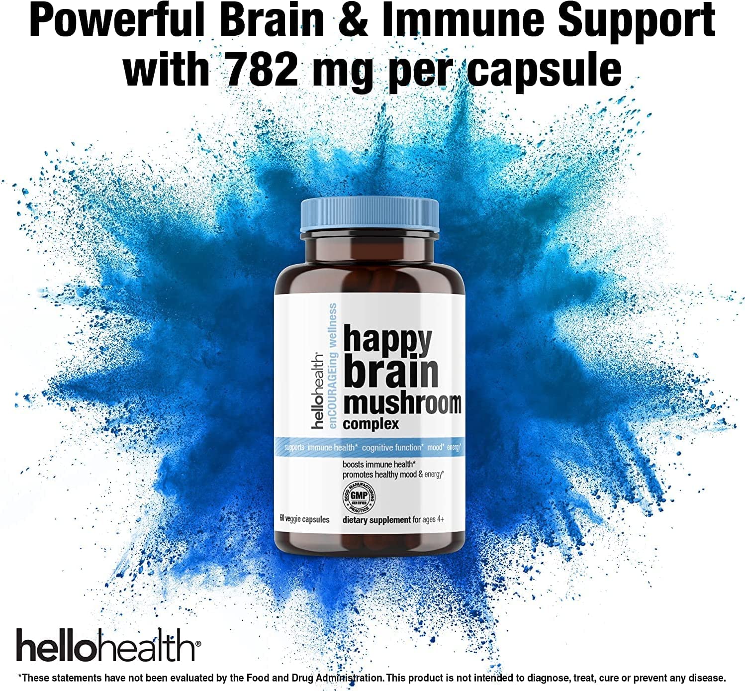 Foto 6 | Suplemento Hello Health Happy Brain Mushroom Complex, 60 Unidades - Venta Internacional.