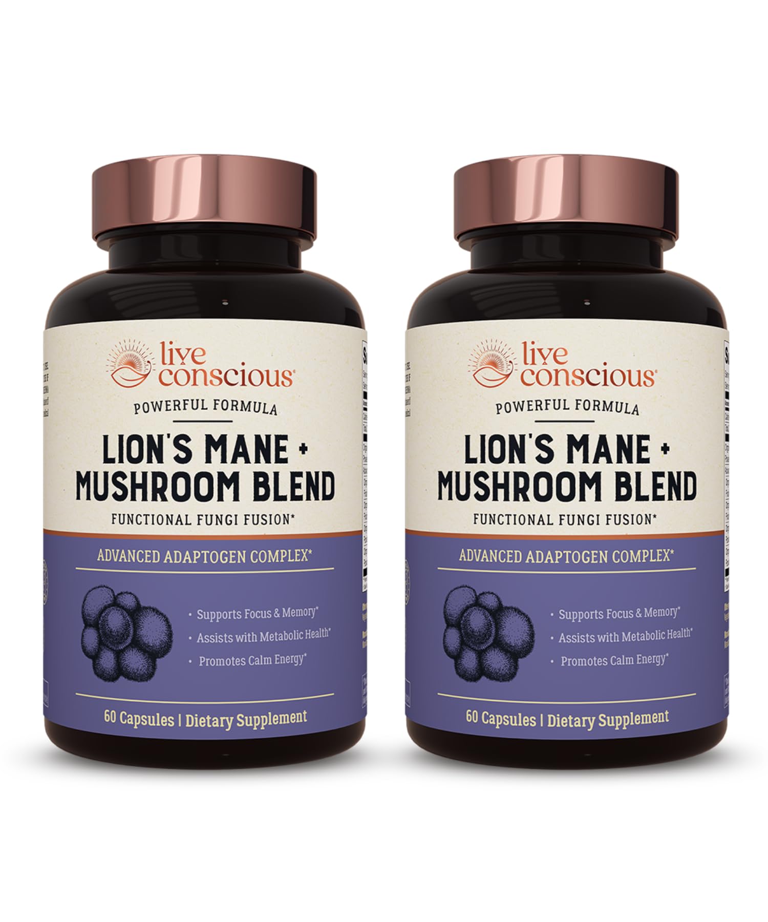 Foto 2 pulgar | Supplement Live Conscious Lions Mane Mushroom Brain Support - Venta Internacional.