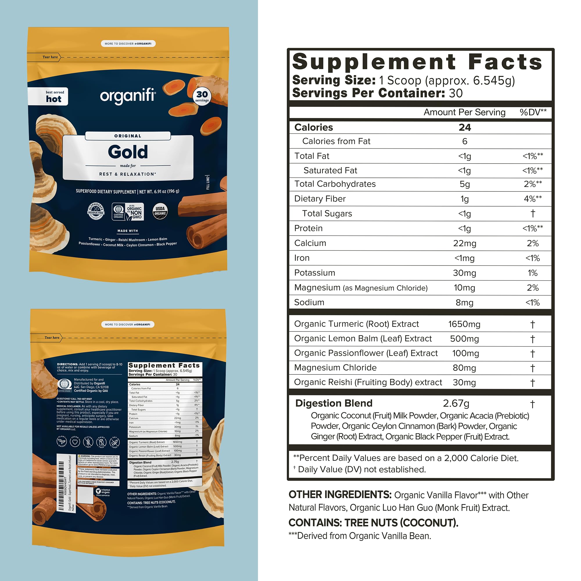 Foto 3 pulgar | Suplemento Organifi Gold Superfood En Polvo, 90 Porciones - Venta Internacional.
