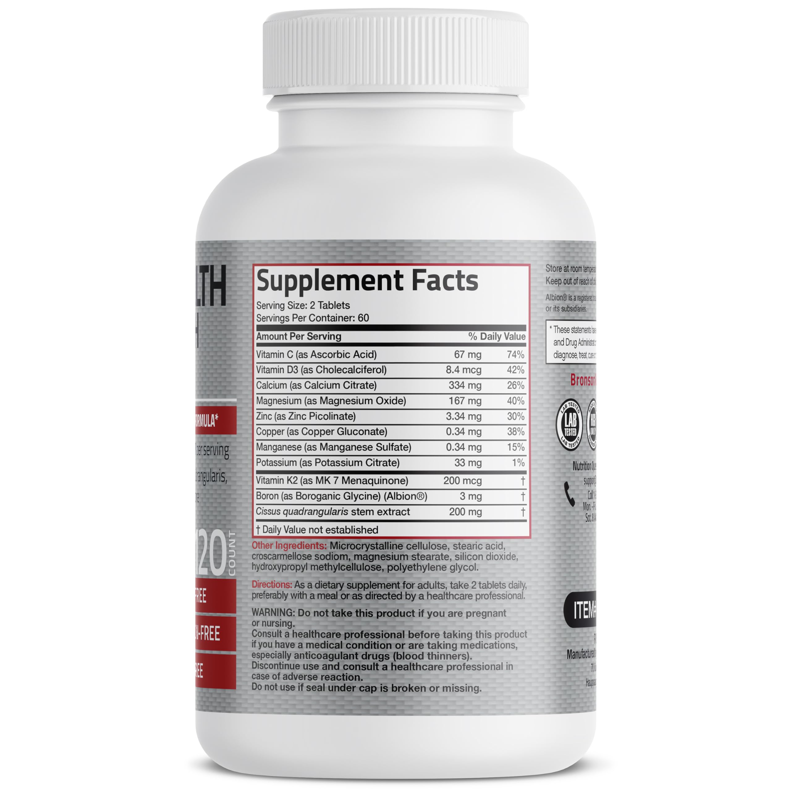 Foto 3 pulgar | Suplemento Bronson Bone Health & Strength Complex 120 Comprimidos - Venta Internacional.