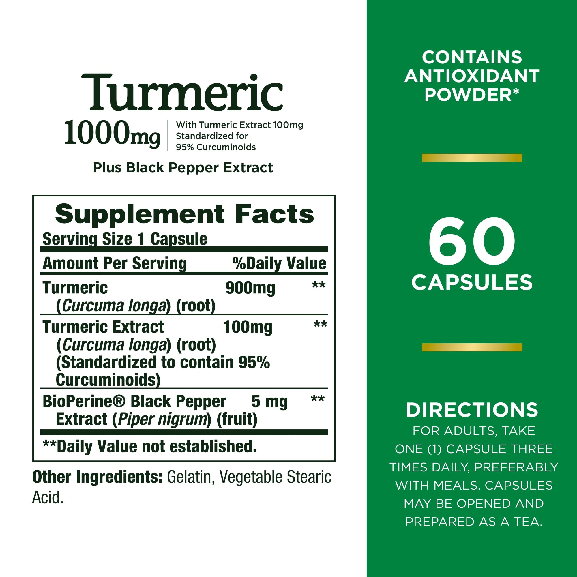 Foto 3 pulgar | Suplemento Nature's Bounty Turmeric 1000 Mg 60 Cápsulas - Venta Internacional.