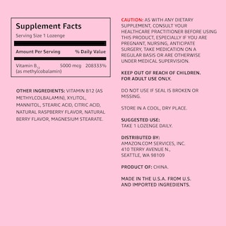 Foto 2 | Suplemento Amazon Elements De Vitamina B12 Y Metilcobalamina 5000 Mcg - Venta Internacional.