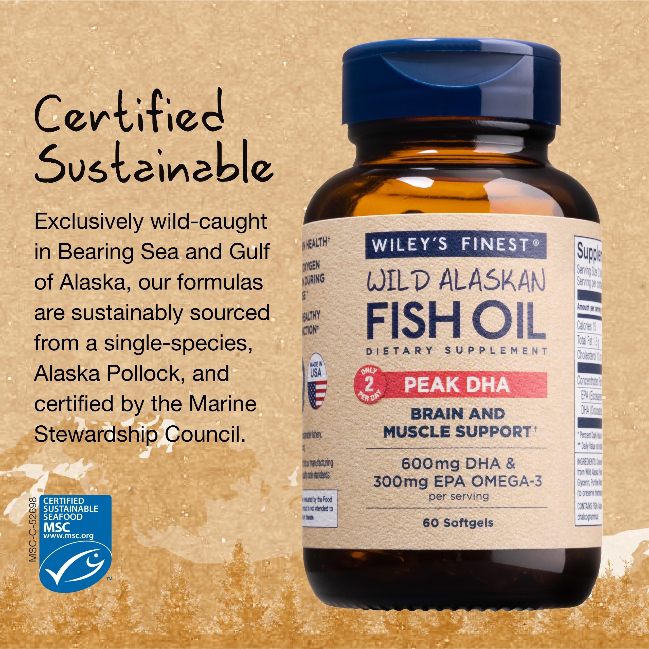Foto 5 pulgar | Suplemento Wiley's Finest Wild Fish Oil Peak Dha 60 Cápsulas Blandas - Venta Internacional.