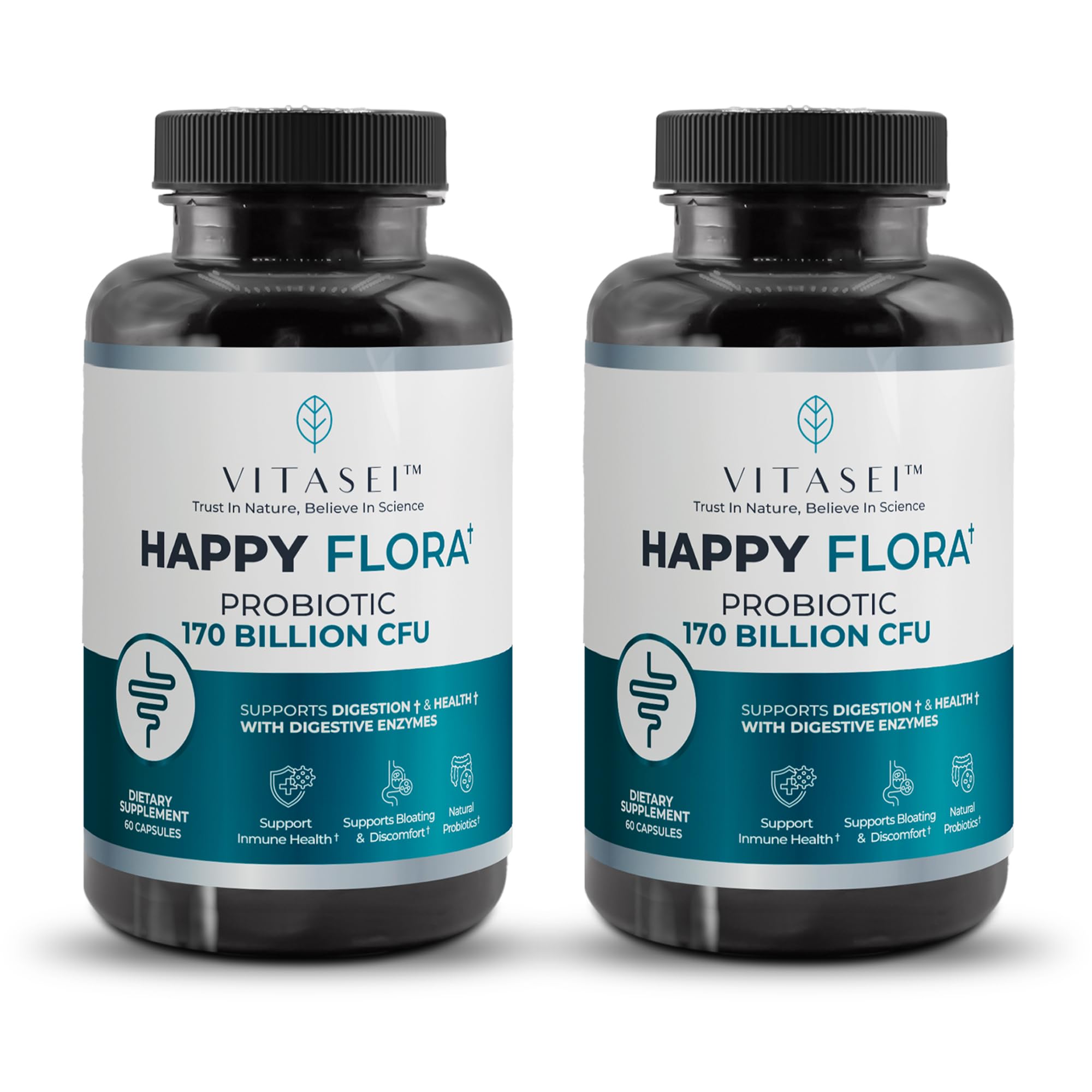 Foto 1 | Suplemento Probiótico Vitasei Happy Flora 170 Mil Millones de CFU 2 Botellas con 60 Cápsulas C/U - Venta Internacional