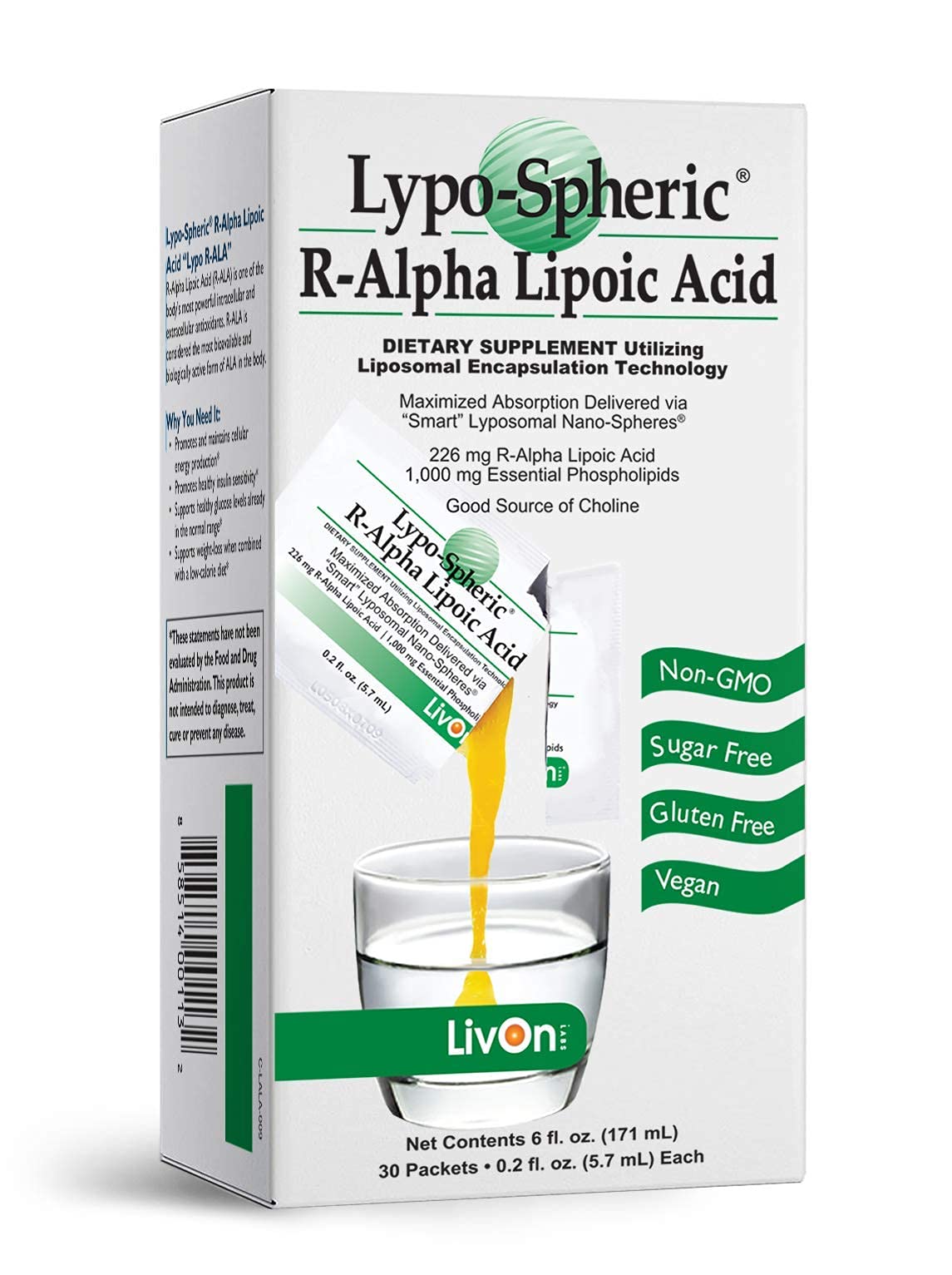 Foto 2 pulgar | Suplemento de Ácido Lipoico R-Alfa Lipoico Liposférico de LivOn Laboratories - Venta Internacional