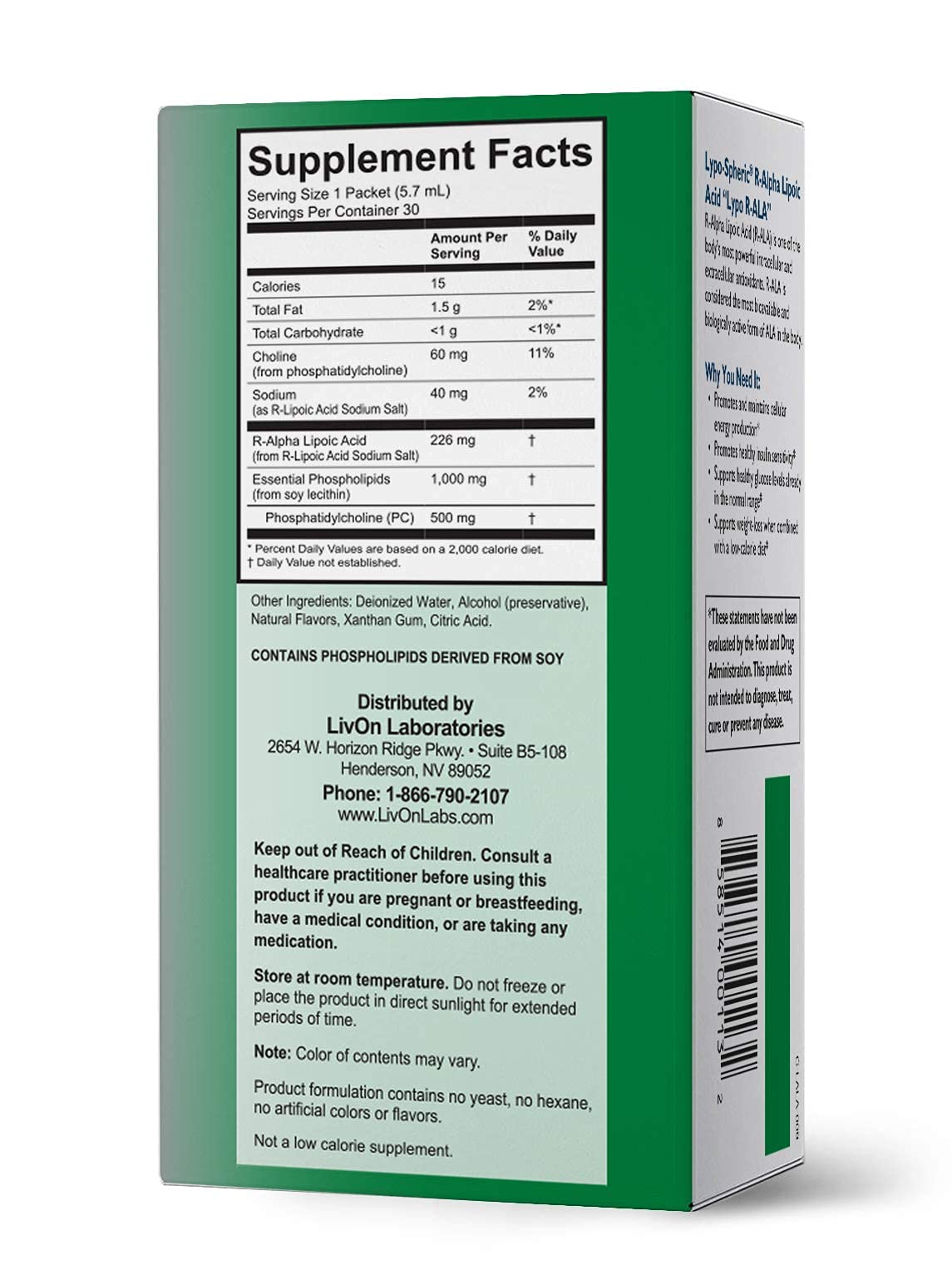 Foto 3 pulgar | Suplemento de Ácido Lipoico R-Alfa Lipoico Liposférico de LivOn Laboratories - Venta Internacional