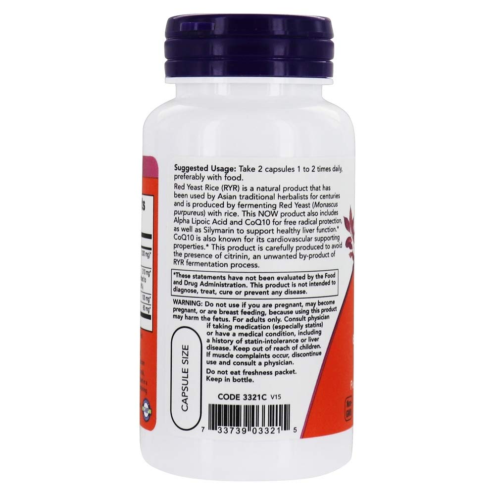 Foto 4 pulgar | Suplemento Now Foods de Arroz de Levadura Roja 600 mg con Coq10 60 Cápsulas - Venta Internacional