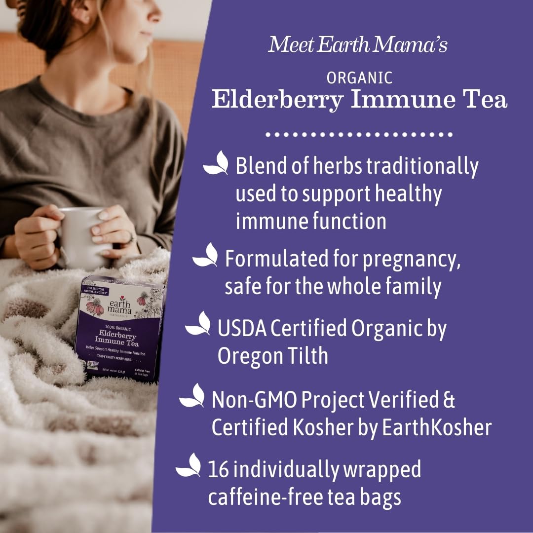 Foto 4 pulgar | Apoyo Inmunológico Orgánico De Saúco Tea Earth Mama, 16 Unidades - Venta Internacional.