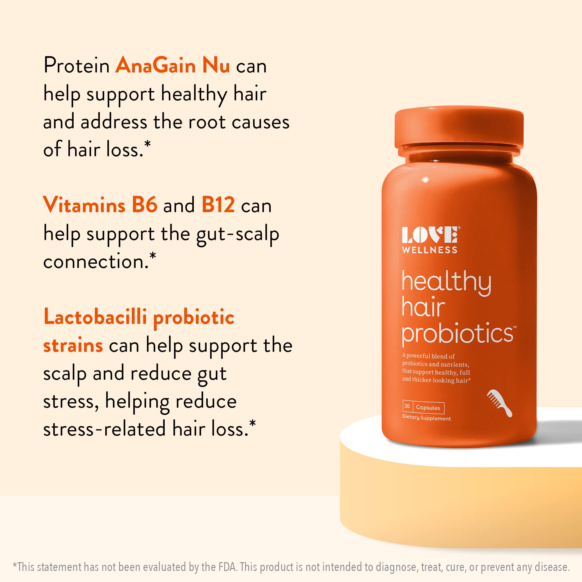 Foto 5 pulgar | Probióticos Supplement Love Wellness Healthy Hair 30 Cápsulas - Venta Internacional.