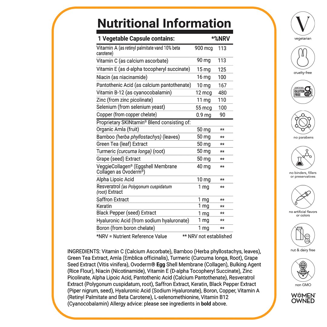 Foto 6 pulgar | Suplemento HAIRtamin Skintamin de Colágeno Vegetariano Paquete de 3 Frascos con 30 Cápsulas C/U - Venta Internacional