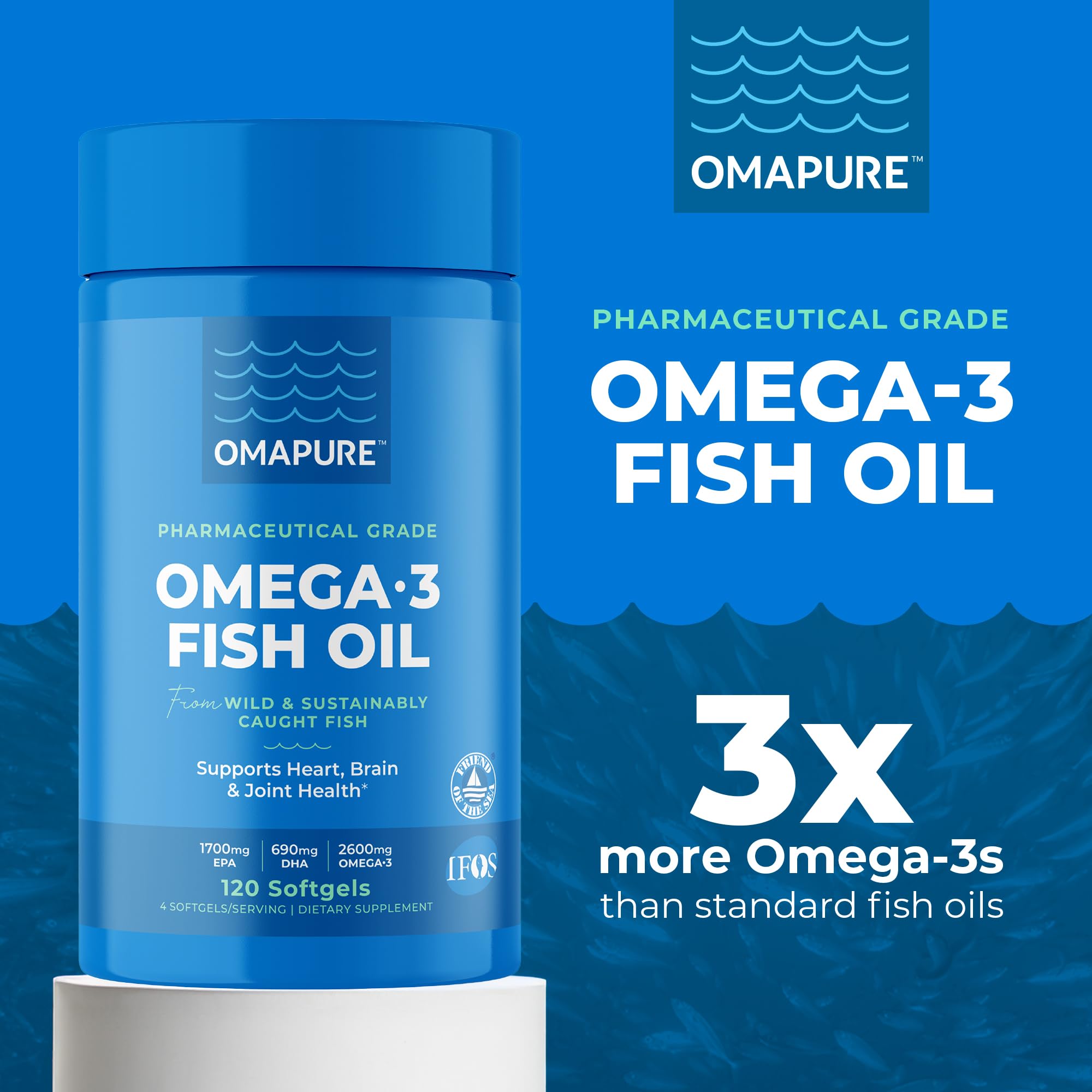 Foto 3 pulgar | Suplementos de Aceite de Pescado Omapure Omega-3 con 120 Cápsulas Blandas - Venta Internacional