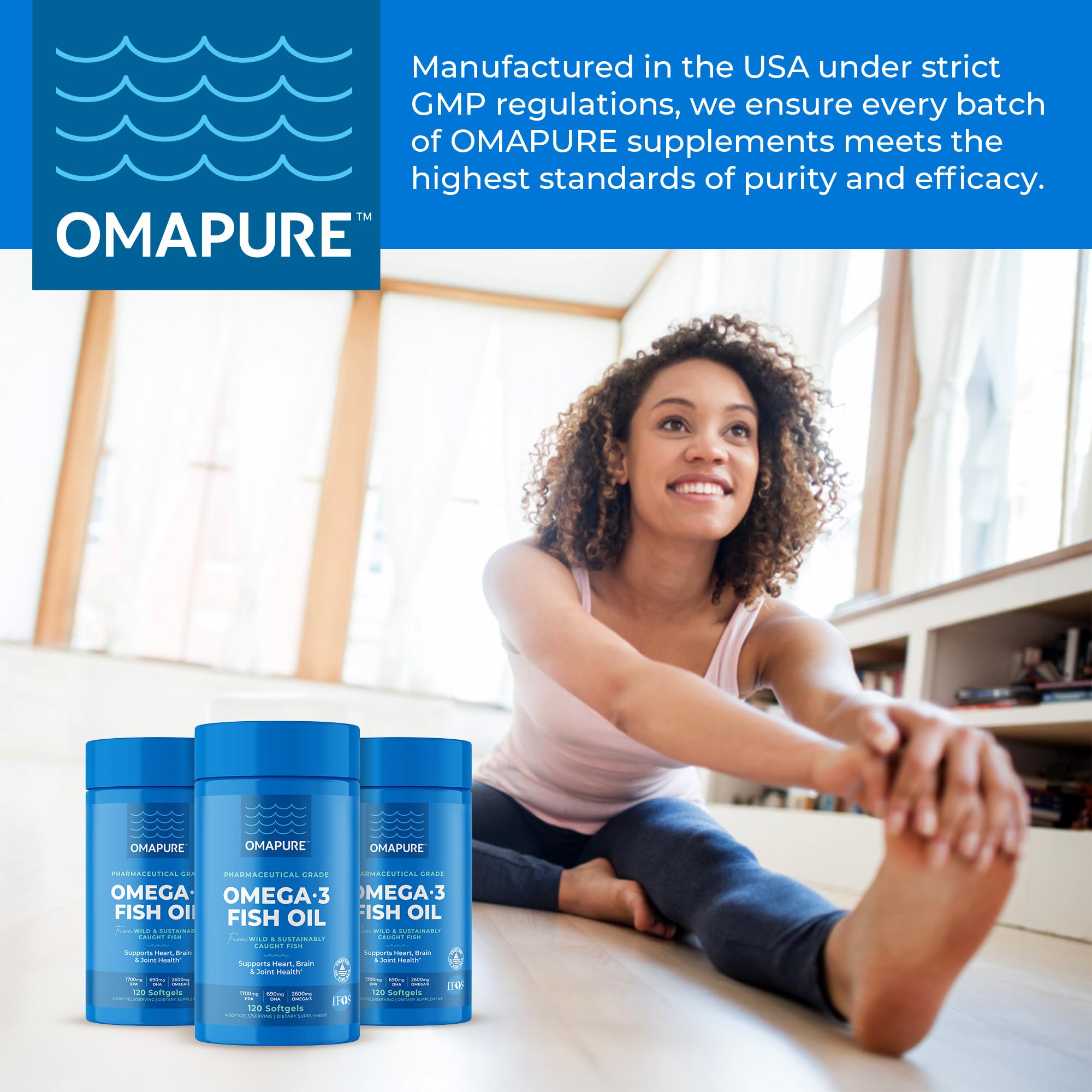 Foto 7 pulgar | Suplementos de Aceite de Pescado Omapure Omega-3 con 120 Cápsulas Blandas - Venta Internacional