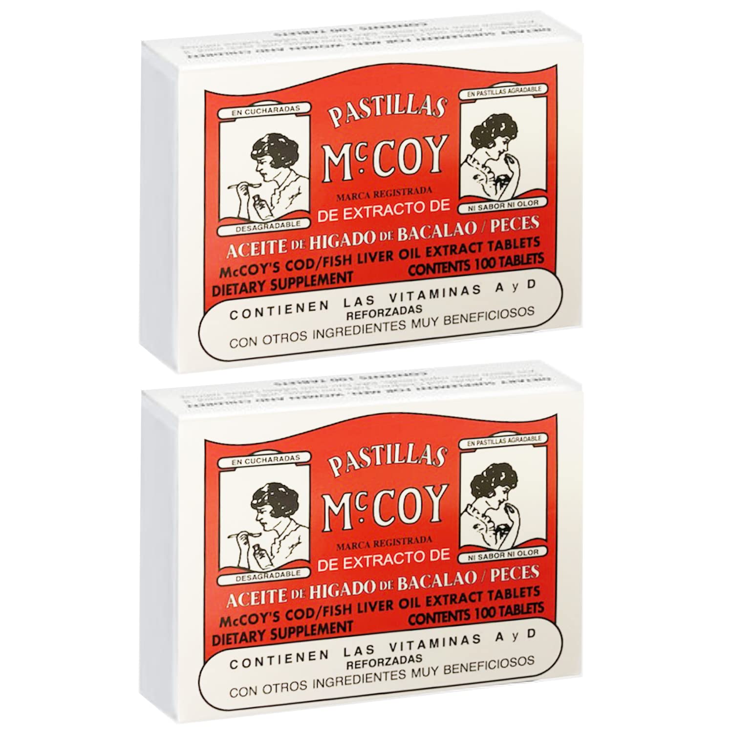 Suplemento de Extracto de Aceite De Hígado de Bacalao o Pescado de McCoy 2 Cajas con 100 Comprimidos C/U - Venta
