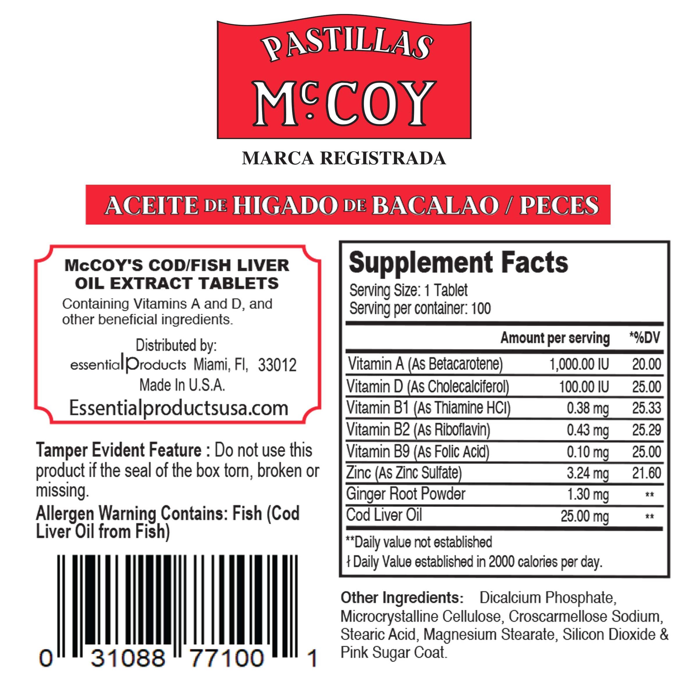 Foto 5 pulgar | Suplemento de Extracto de Aceite De Hígado de Bacalao o Pescado de McCoy 2 Cajas con 100 Comprimidos C/U - Venta