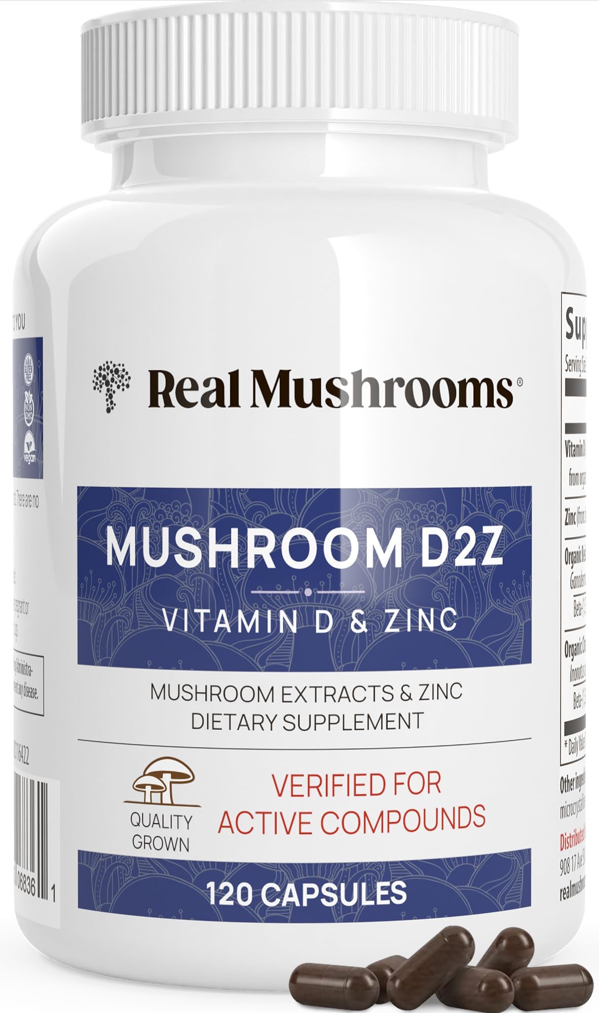 Foto 2 pulgar | Suplementos de Zinc con Hongos Auténticos con Vitamina D2 120 Unidades- Venta Internacional