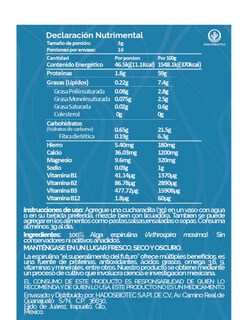 Foto 5 | Alga Espirulina En Polvo Hadosbiotec 100 G Ingredientes Naturales 100% Alga Espirulina Sin Conservadores Ni Aditivos