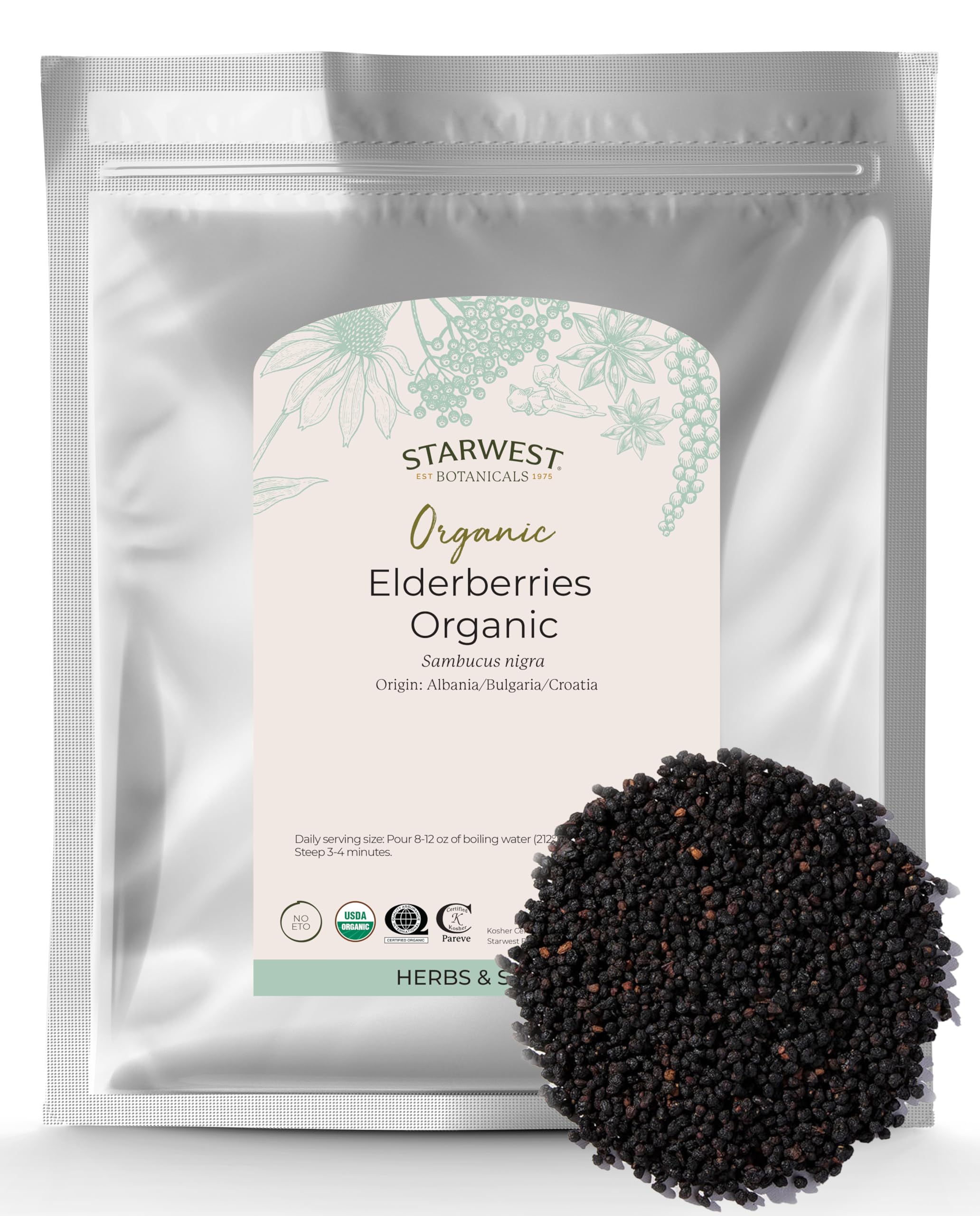Foto 1 | Bayas De Saúco Secas Starwest Botanicals Orgánicas 907 G - Venta Internacional.