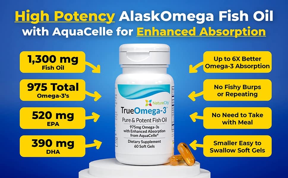 Foto 3 pulgar | Suplemento Aceite de Pescado Naturecity True-omega-3 975 Mg 60 Cápsulas - Venta Internacional