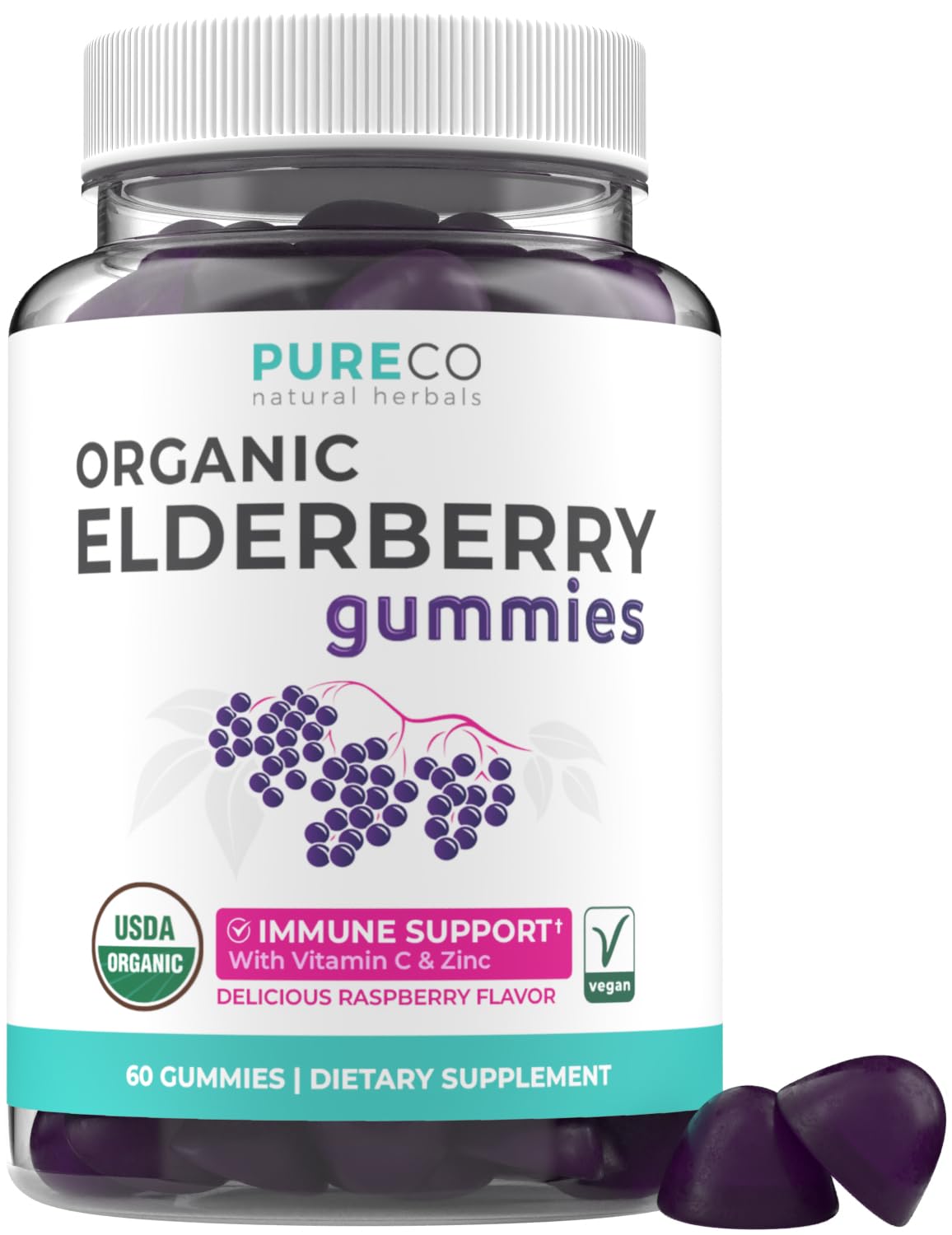 Foto 2 pulgar | Gomitas De Saúco Pure Co Organic Sambucus Veganas Para Adultos De 1 Mes - Venta Internacional