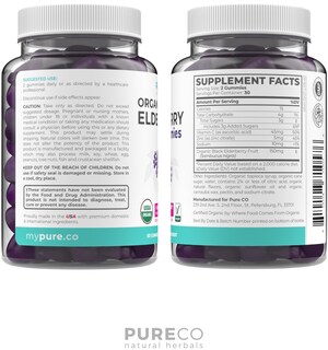 Foto 7 | Gomitas De Saúco Pure Co Organic Sambucus Veganas Para Adultos De 1 Mes - Venta Internacional