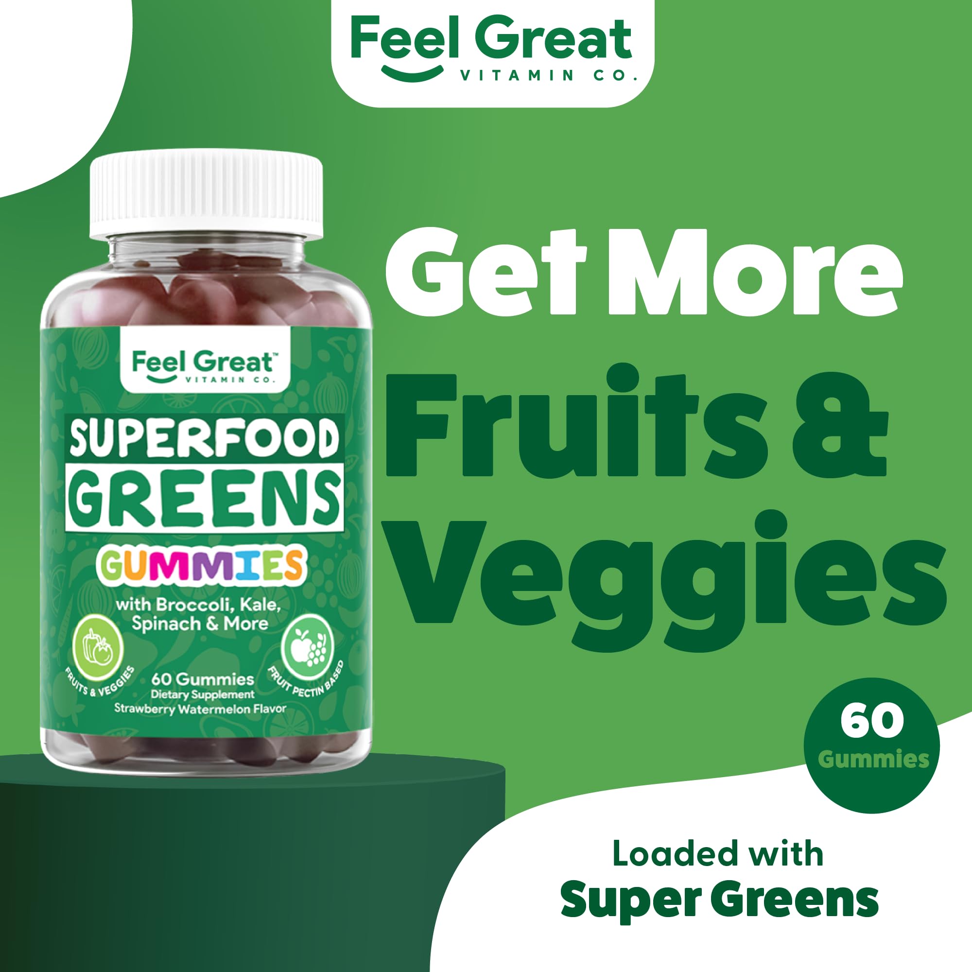 Foto 3 pulgar | Complementa Las Gomitas Super Greens De The Feel Great Vitamin Company - Venta Internacional.