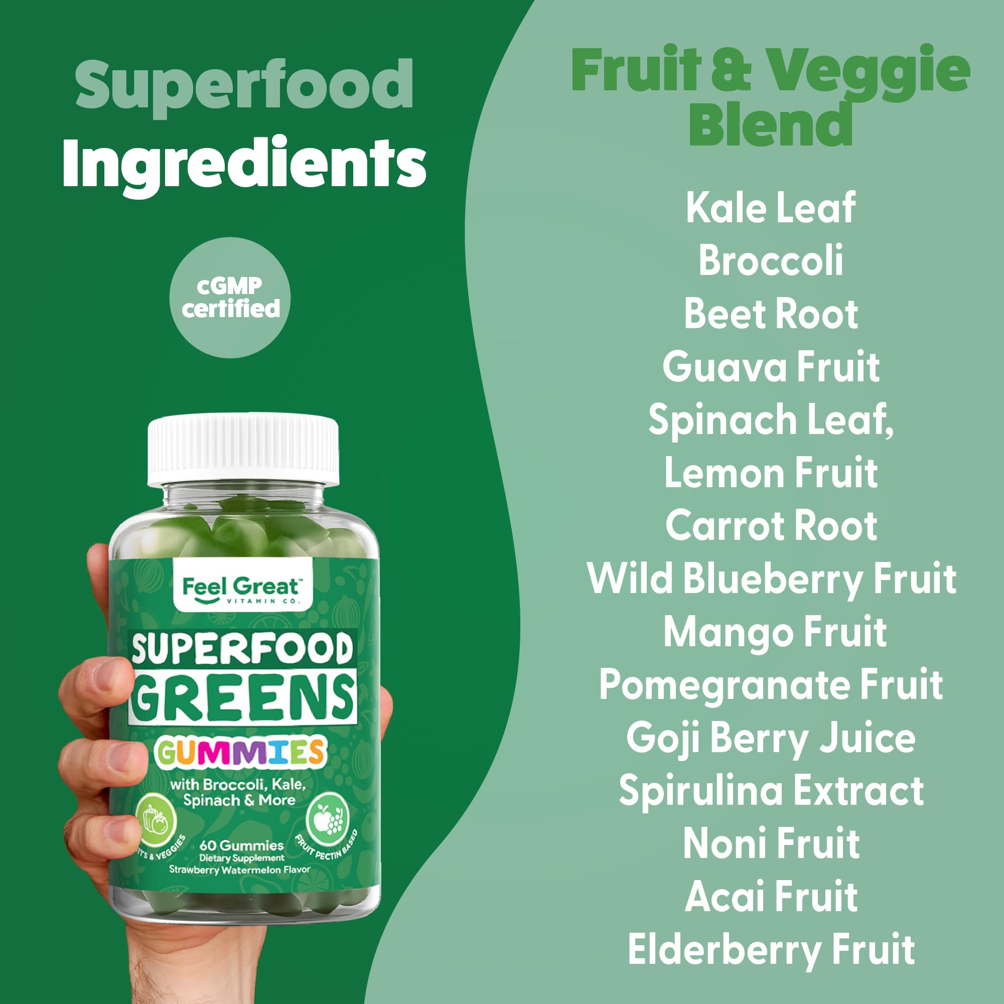 Foto 4 pulgar | Complementa Las Gomitas Super Greens De The Feel Great Vitamin Company - Venta Internacional.