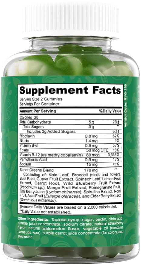 Foto 8 pulgar | Complementa Las Gomitas Super Greens De The Feel Great Vitamin Company - Venta Internacional.