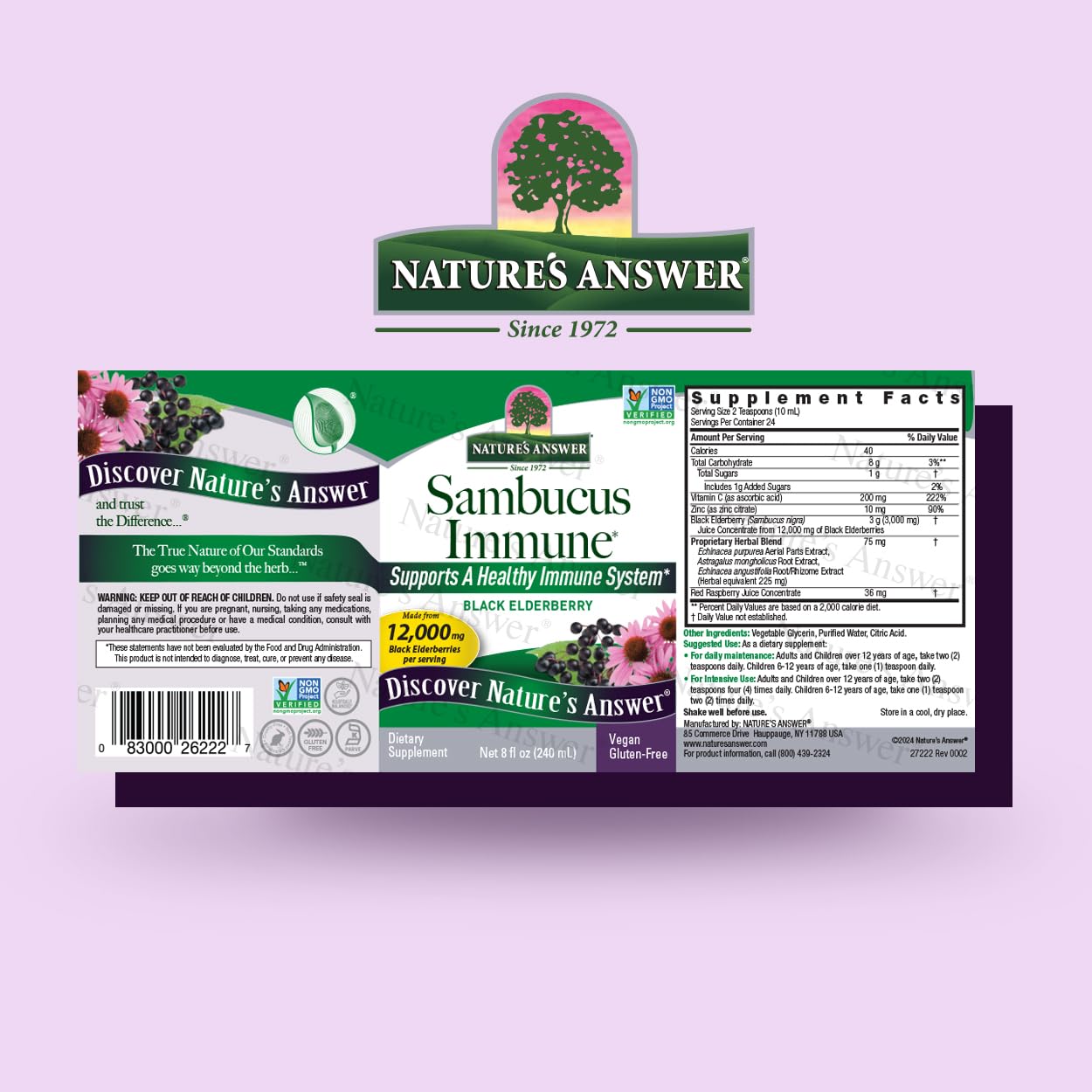 Foto 3 pulgar | Suplemento Nature's Answer Sambucus Immune Support 240 Ml - Venta Internacional